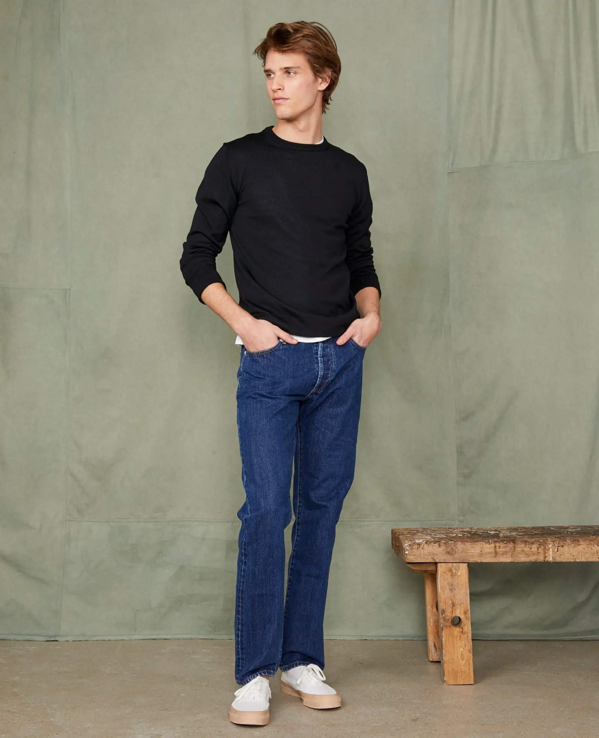 Crew neck sweater italian merino wool