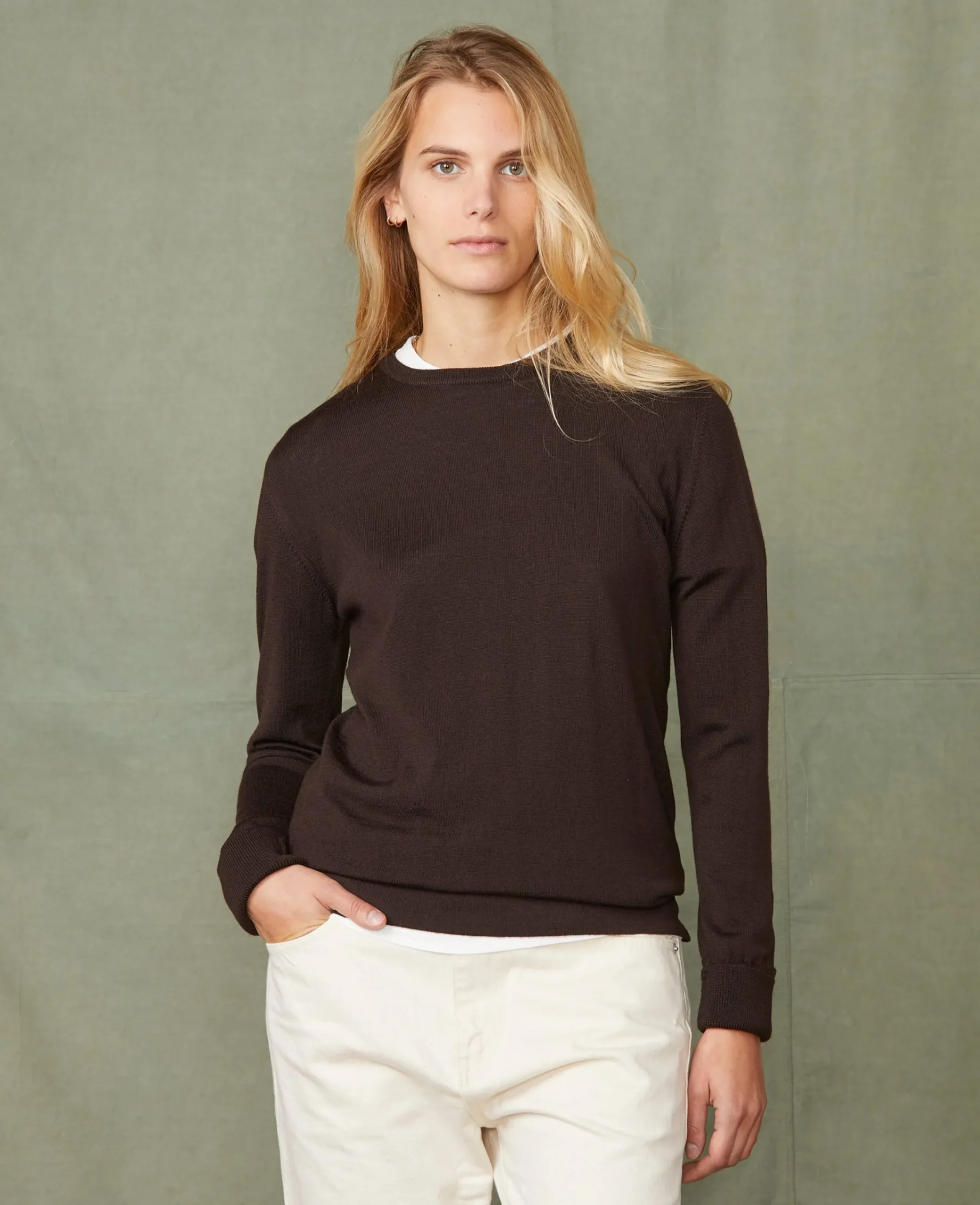 Crew neck sweater italian merino wool