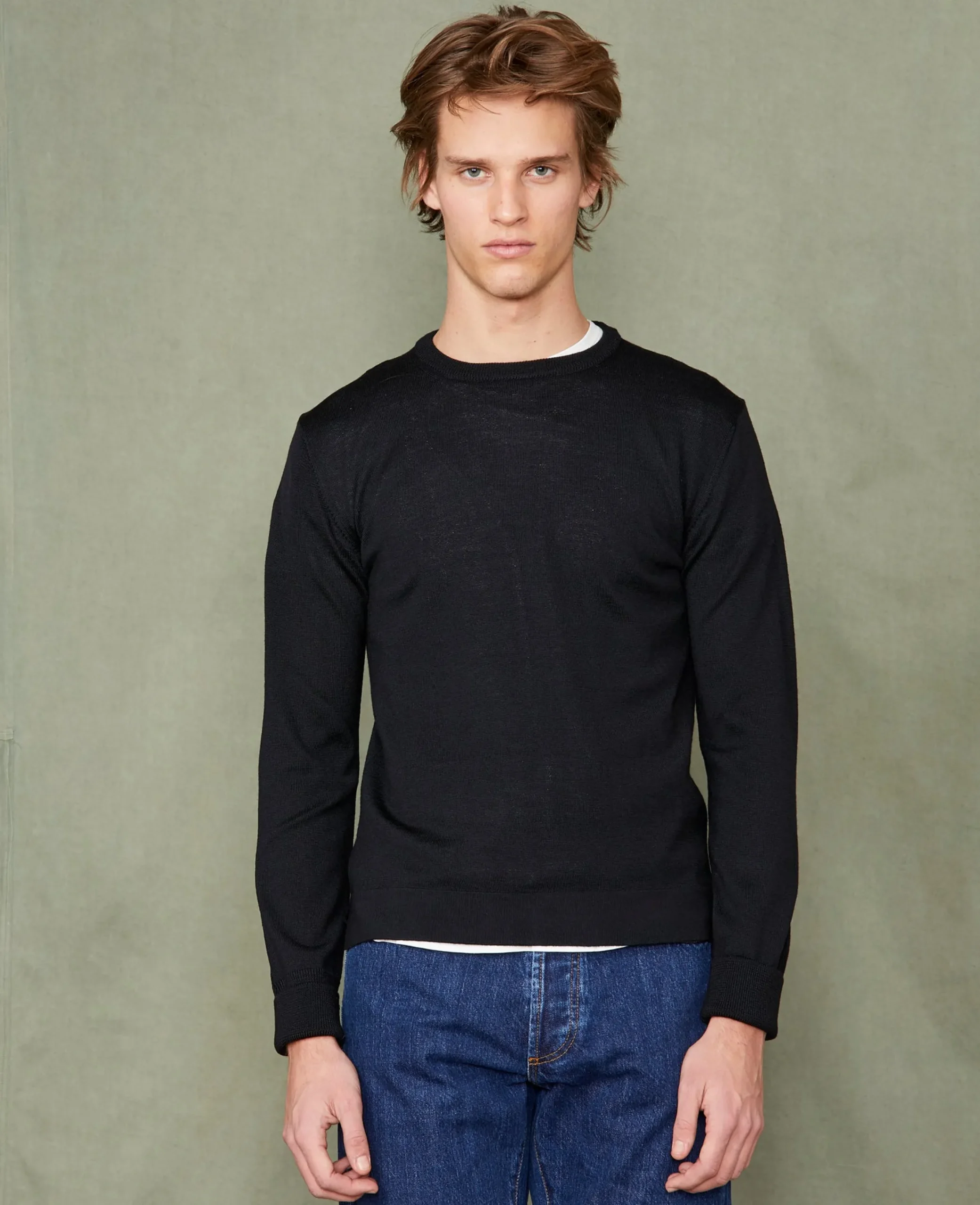 Crew neck sweater italian merino wool
