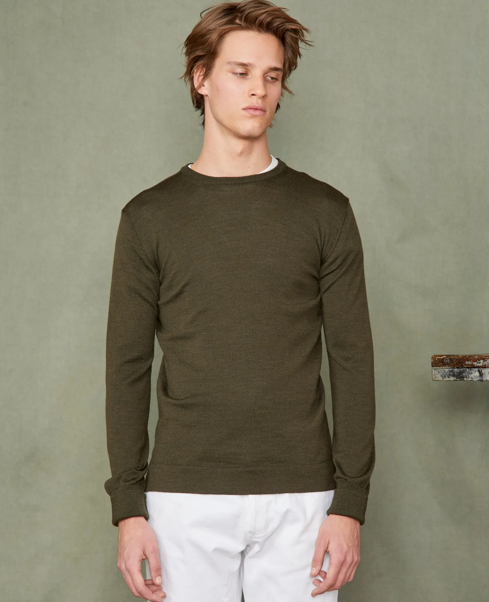 Crew neck sweater italian merino wool