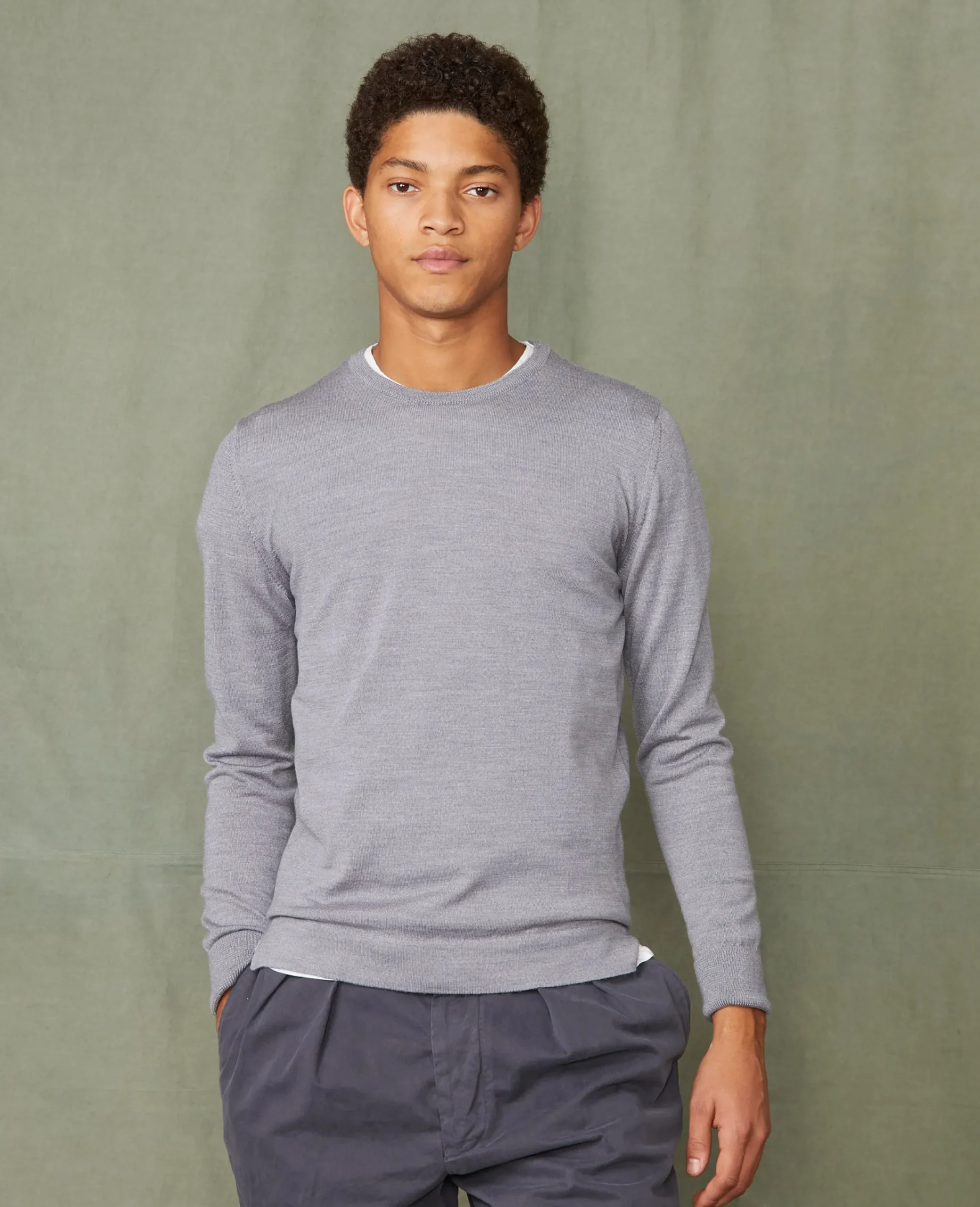 Crew neck sweater italian merino wool