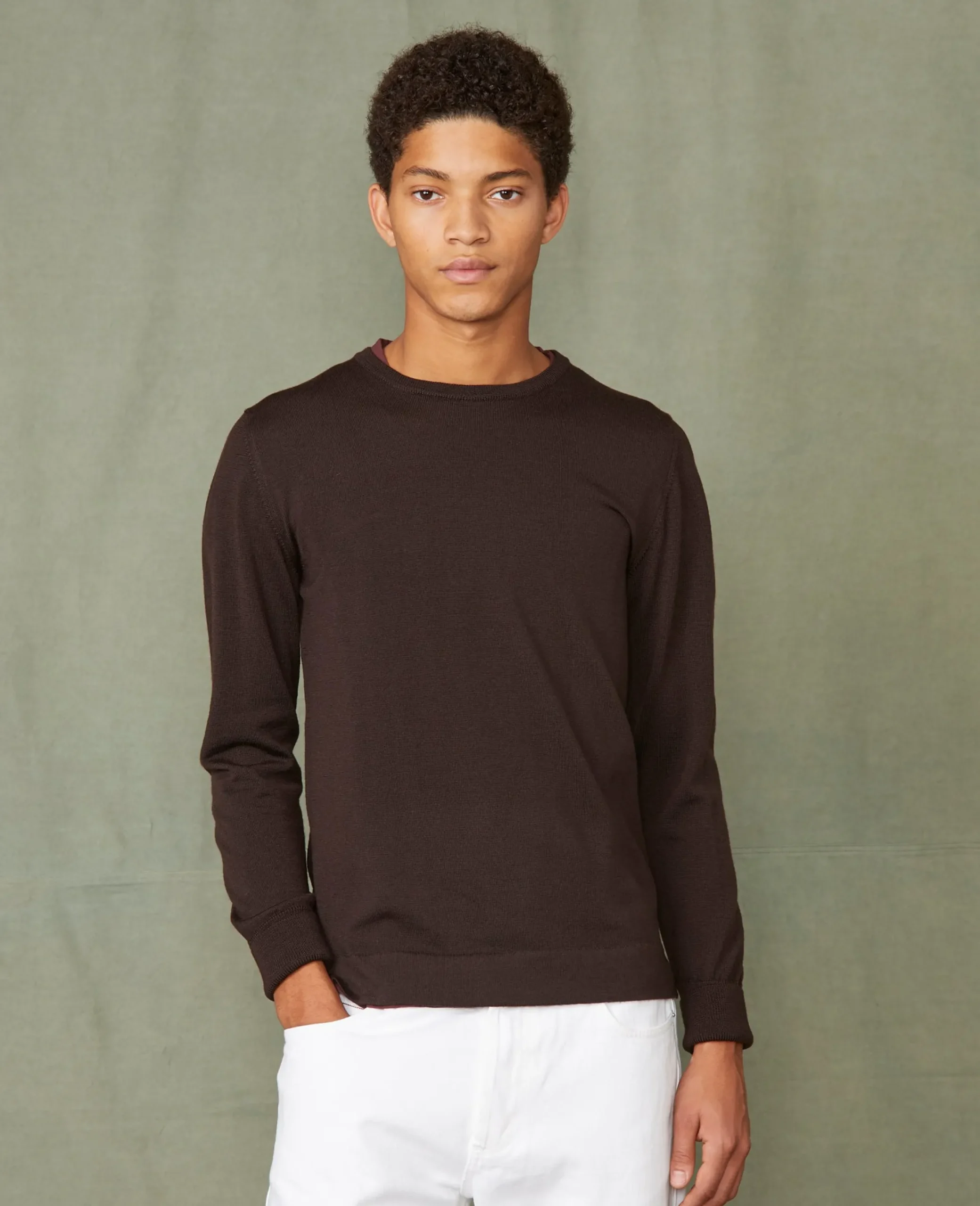 Crew neck sweater italian merino wool