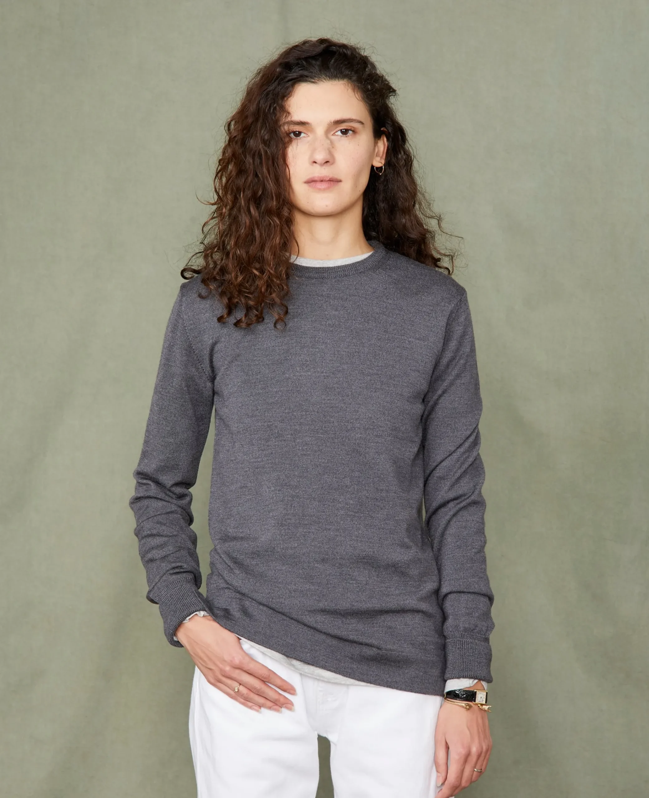 Crew neck sweater italian merino wool