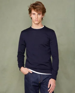 Crew neck sweater italian merino wool