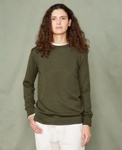 Crew neck sweater italian merino wool