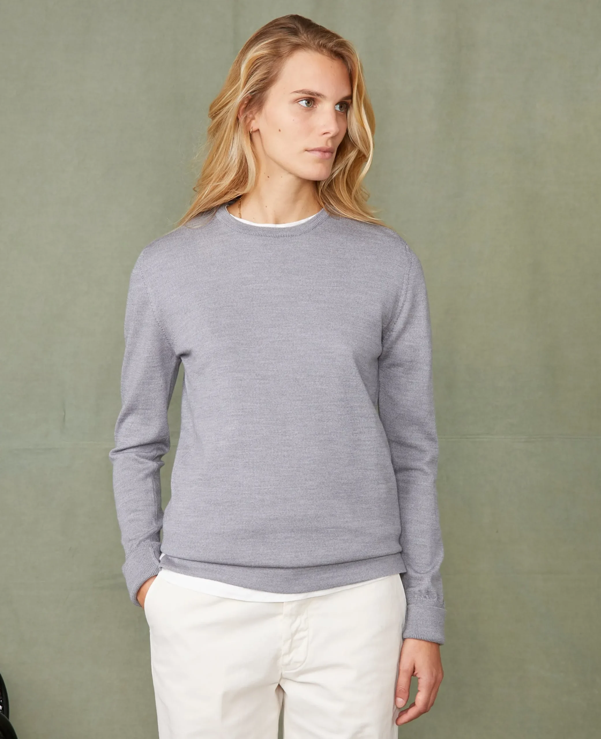 Crew neck sweater italian merino wool