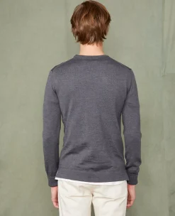 Crew neck sweater italian merino wool