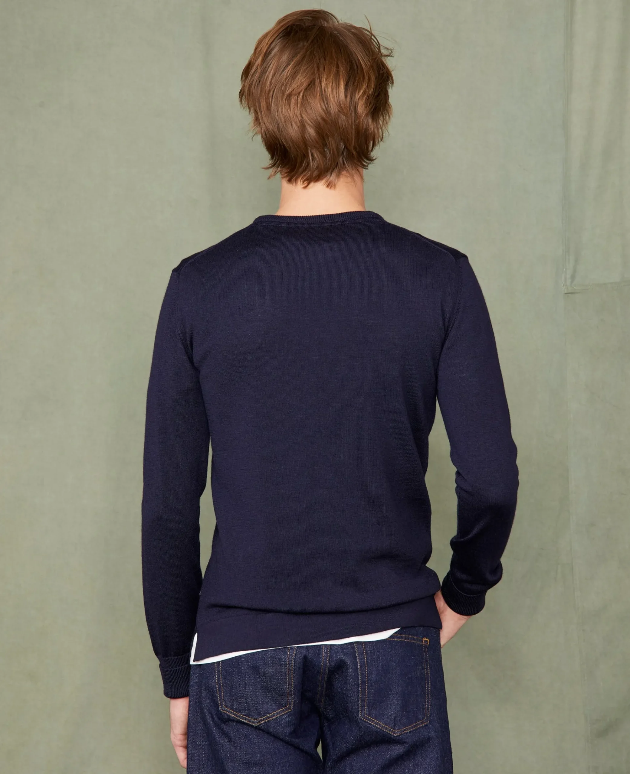Crew neck sweater italian merino wool