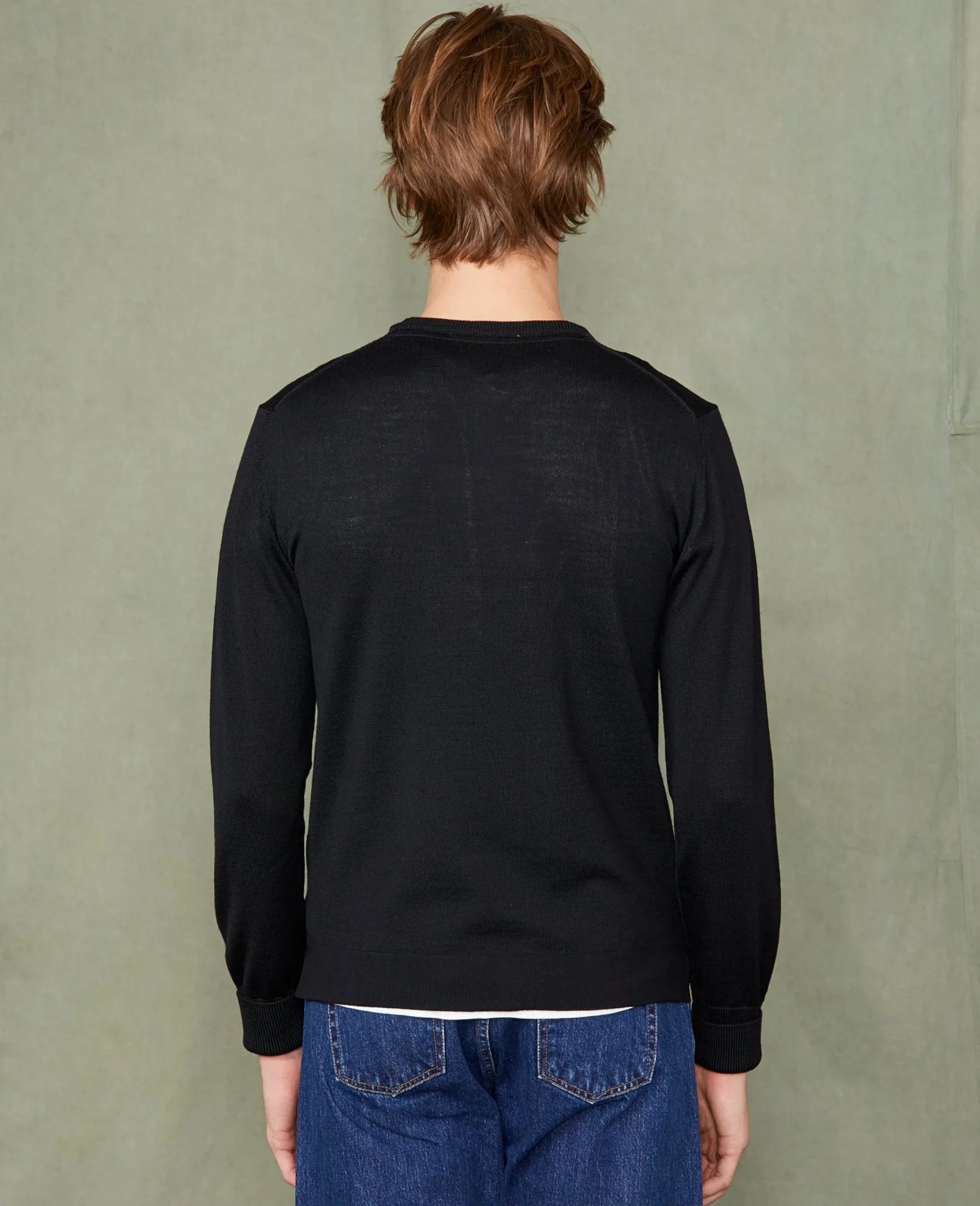 Crew neck sweater italian merino wool