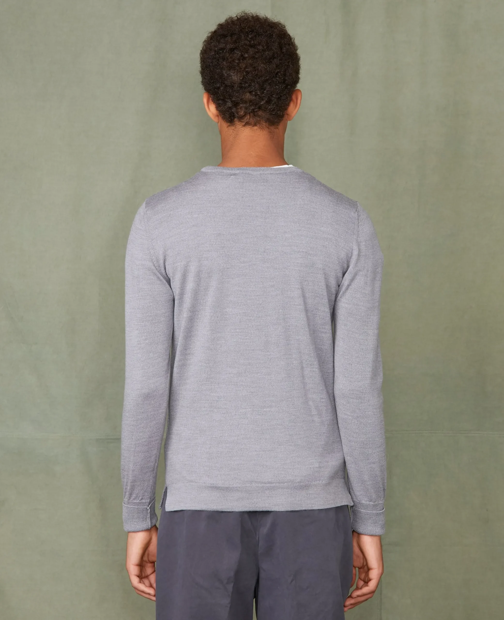 Crew neck sweater italian merino wool