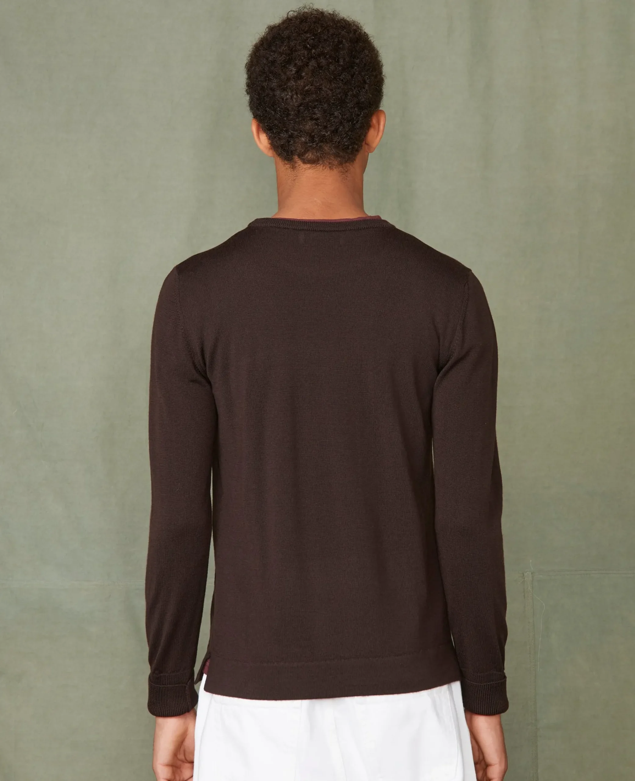 Crew neck sweater italian merino wool