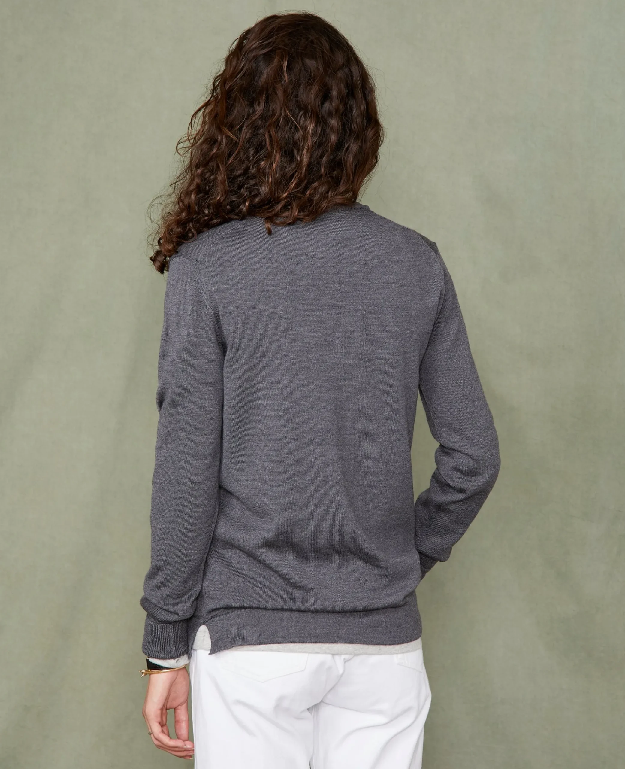 Crew neck sweater italian merino wool