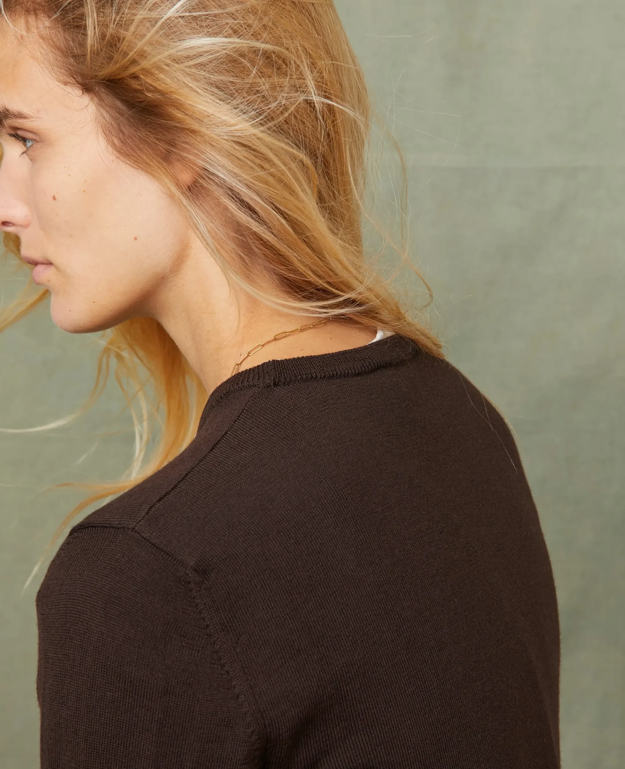 Crew neck sweater italian merino wool