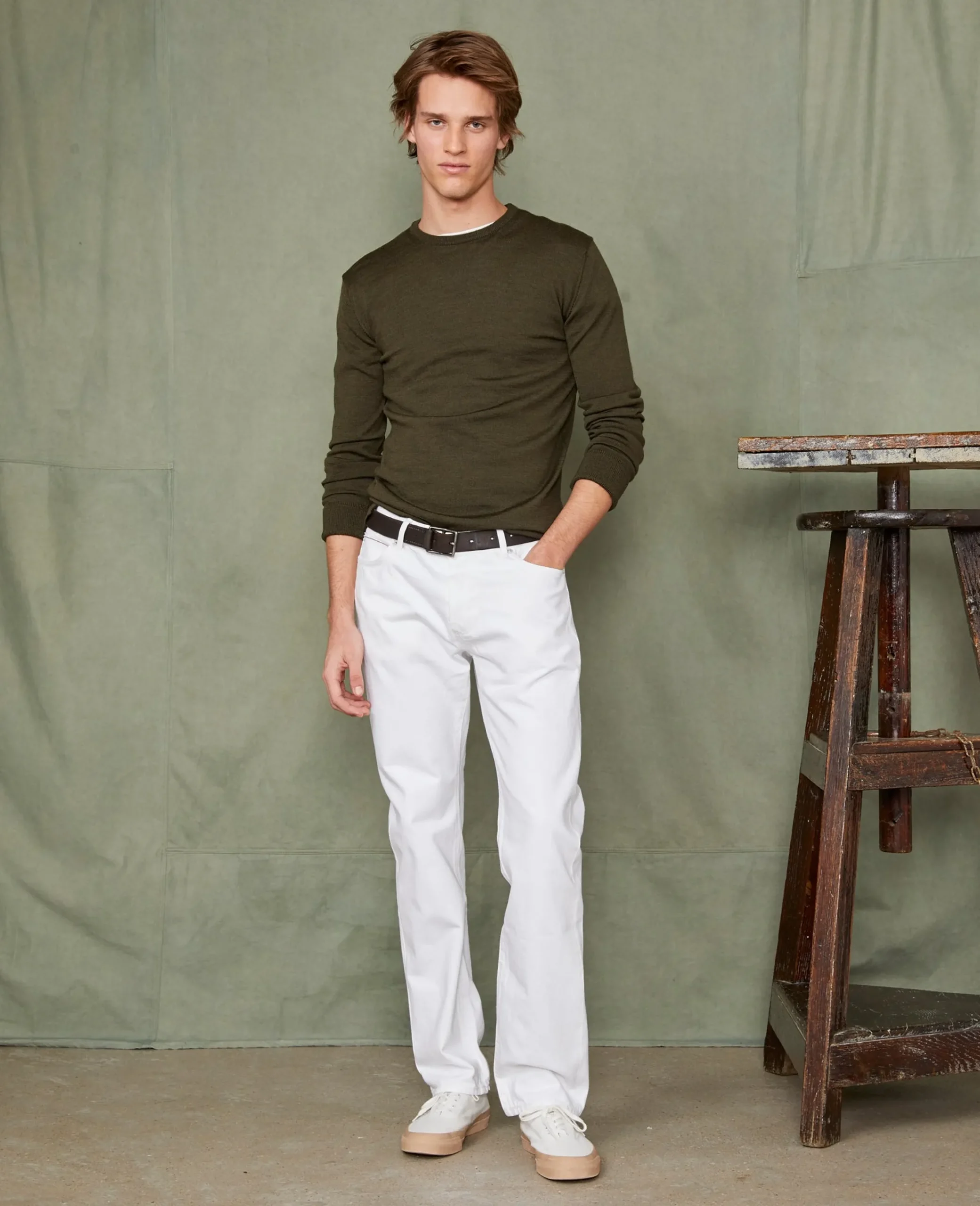 Crew neck sweater italian merino wool