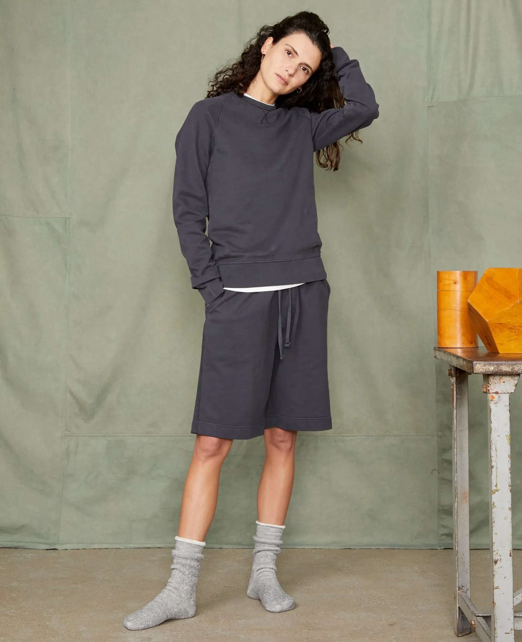 Crew neck sweatshirt organic cotton fleece