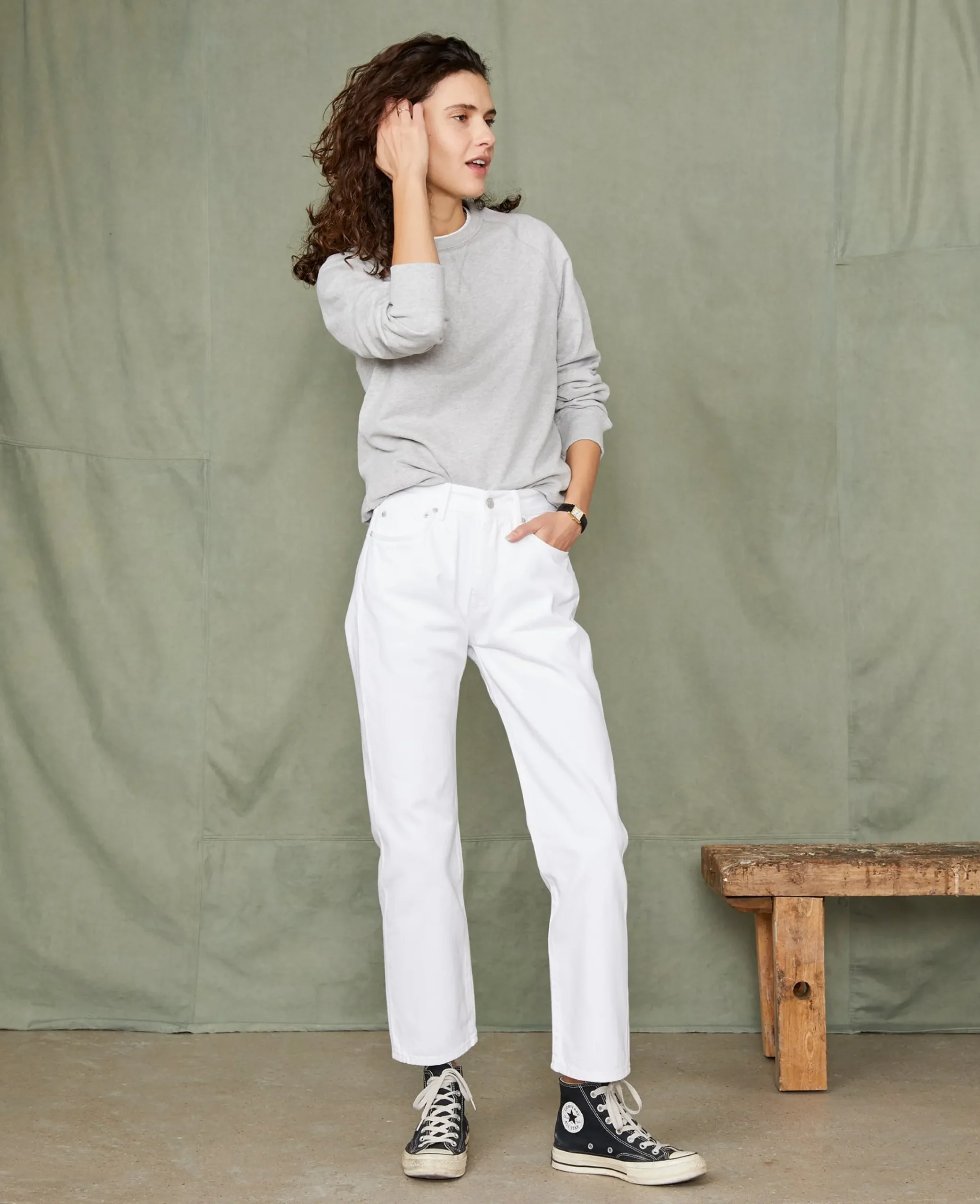 Crew neck sweatshirt organic cotton fleece