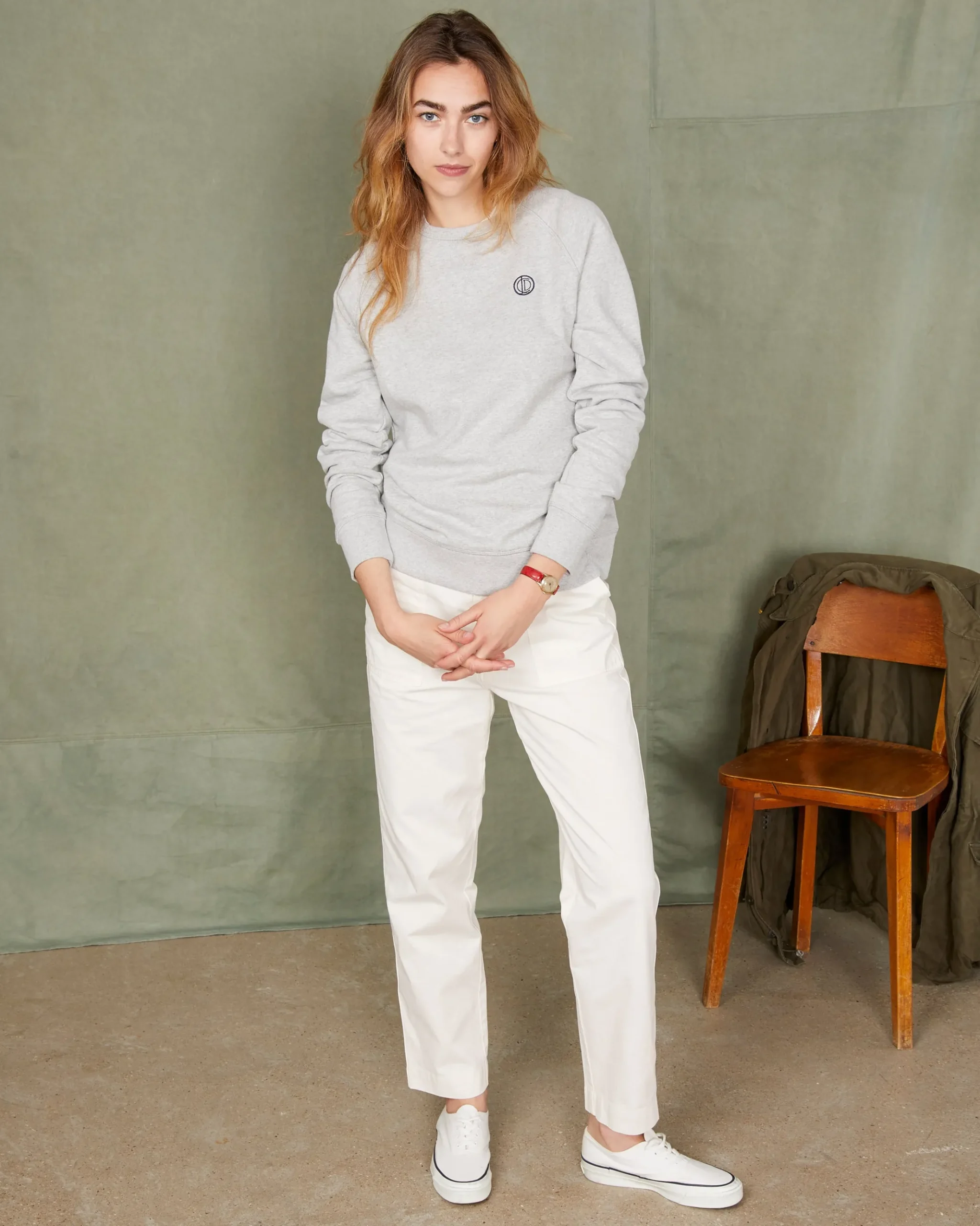 Crew neck sweatshirt organic cotton fleece