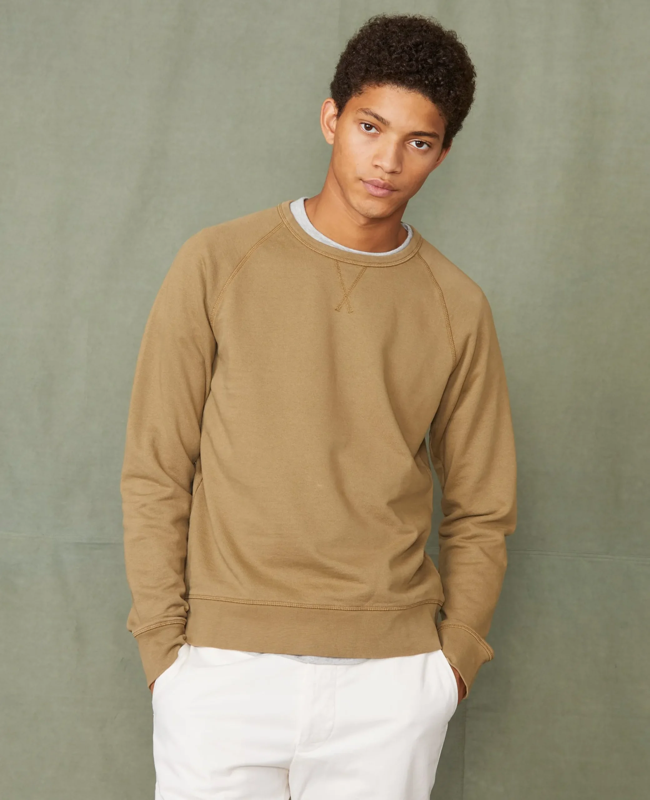 Crew neck sweatshirt organic cotton fleece