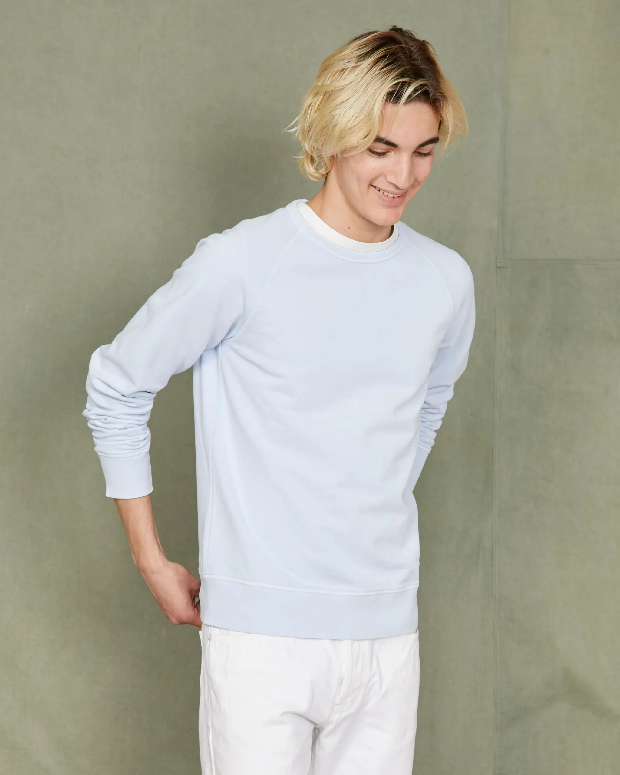 Crew neck sweatshirt organic cotton fleece