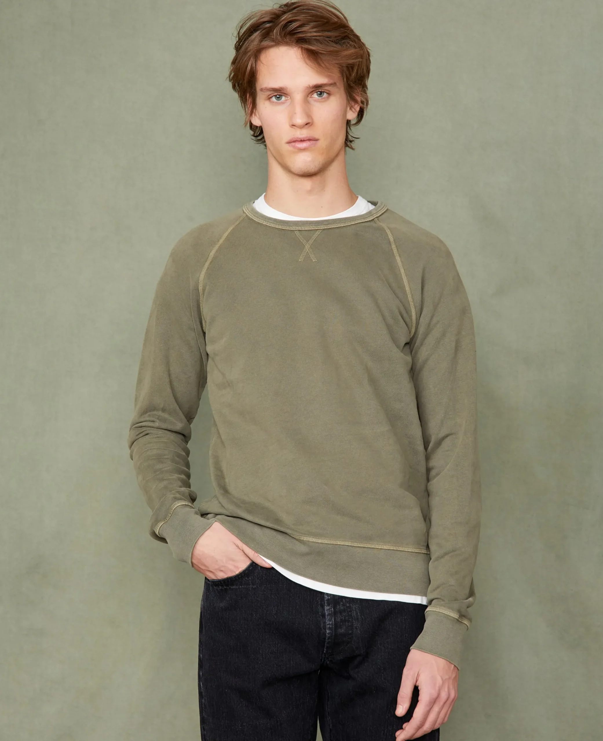 Crew neck sweatshirt organic cotton fleece