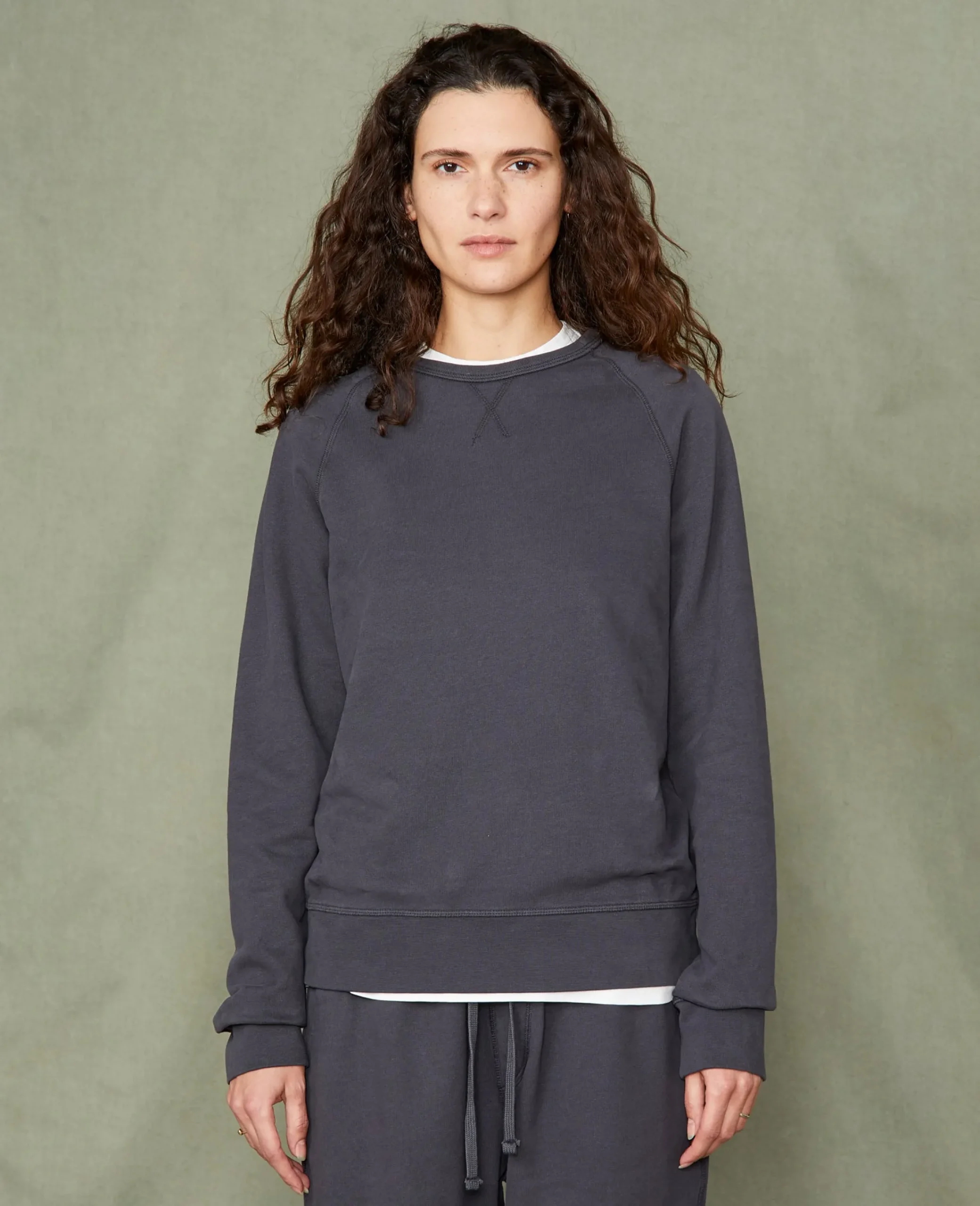 Crew neck sweatshirt organic cotton fleece