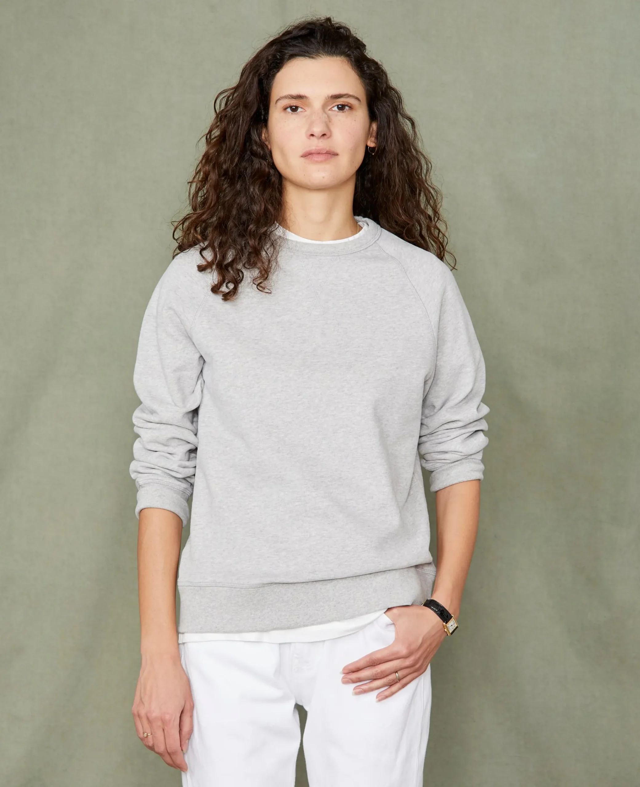 Crew neck sweatshirt organic cotton fleece