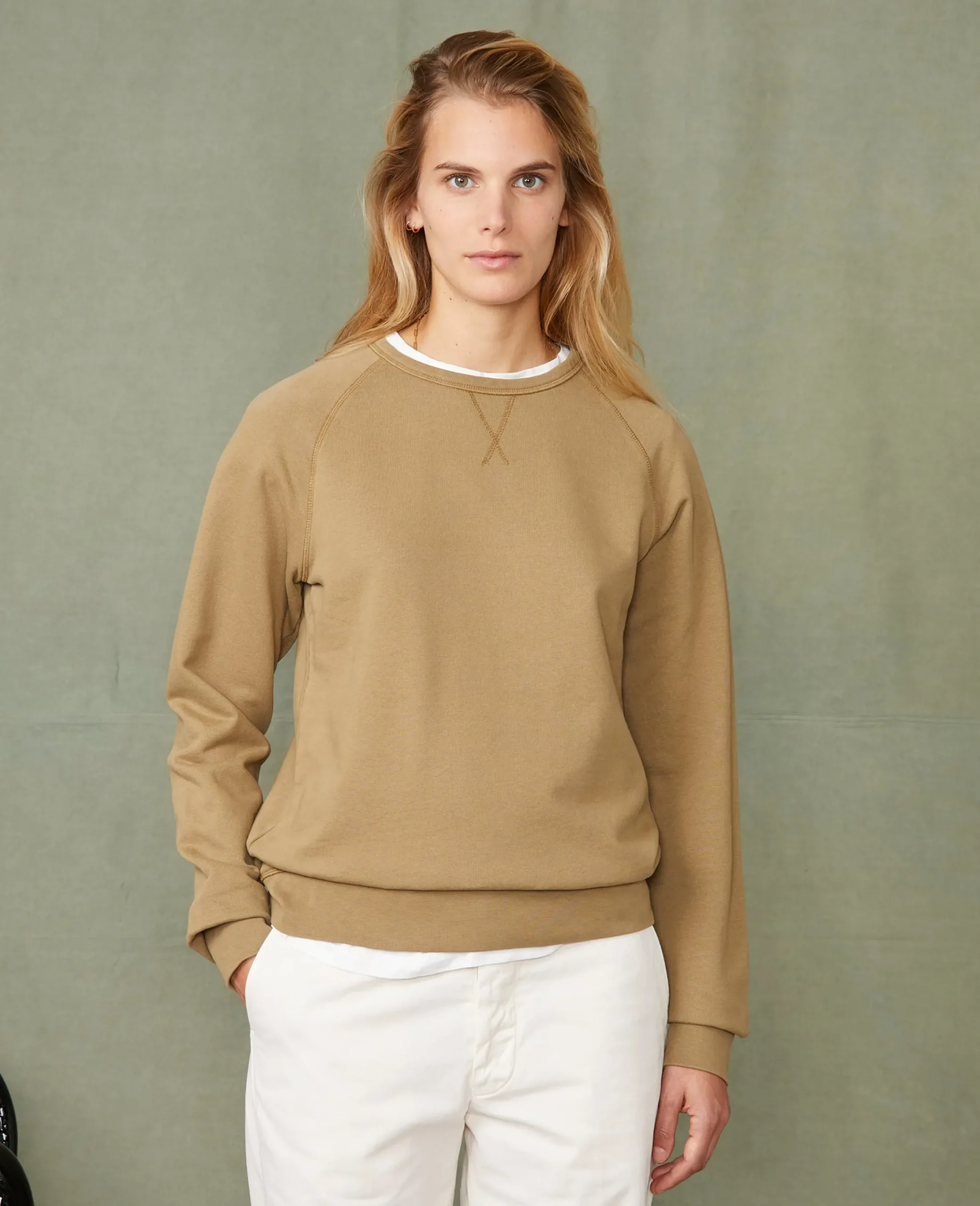 Crew neck sweatshirt organic cotton fleece