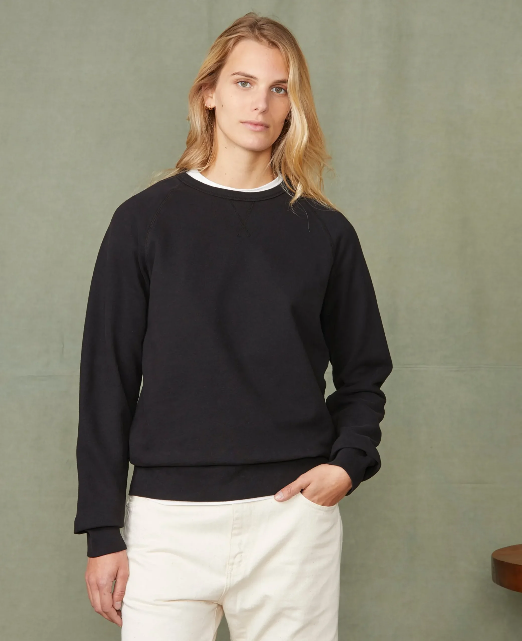Crew neck sweatshirt organic cotton fleece
