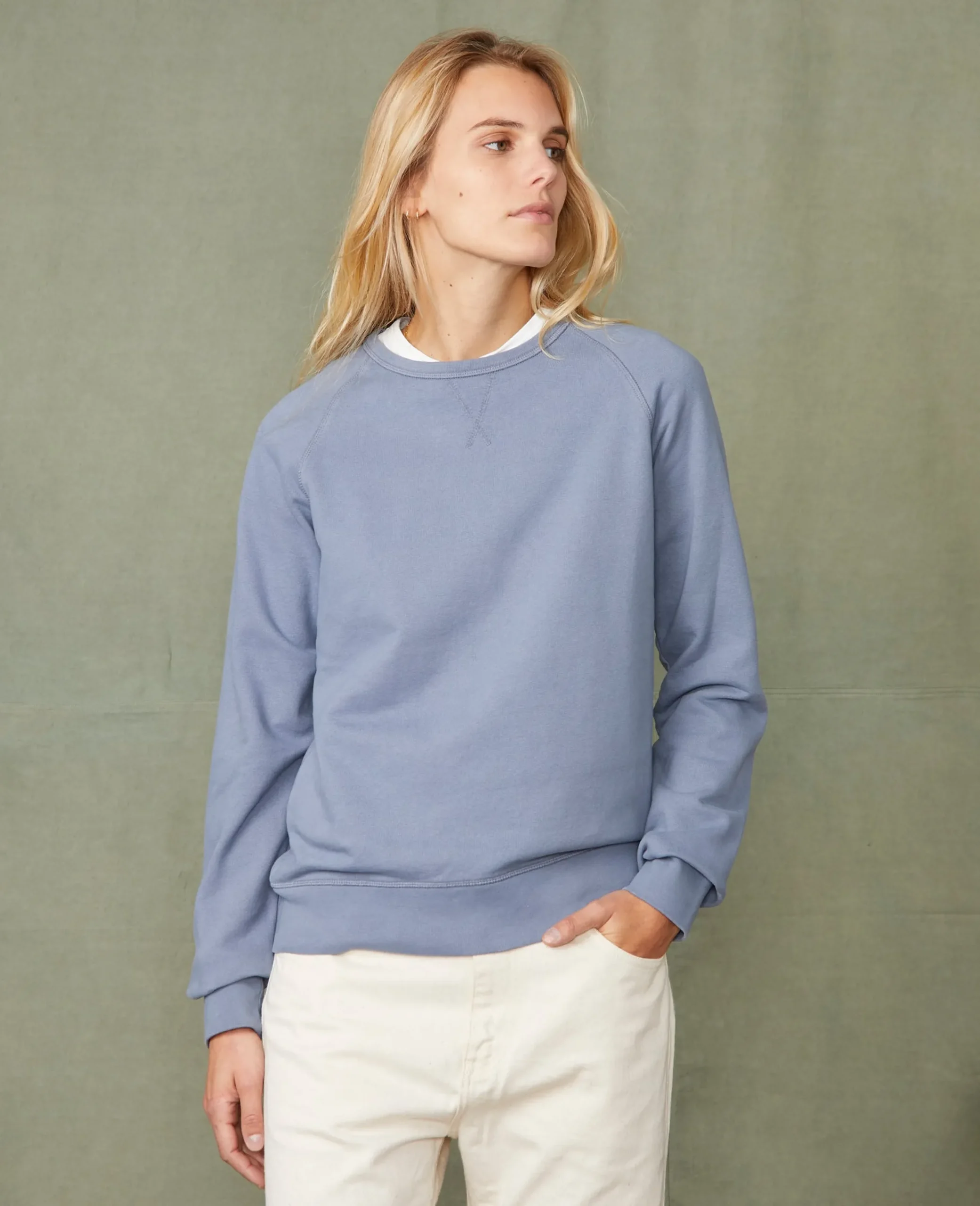 Crew neck sweatshirt organic cotton fleece