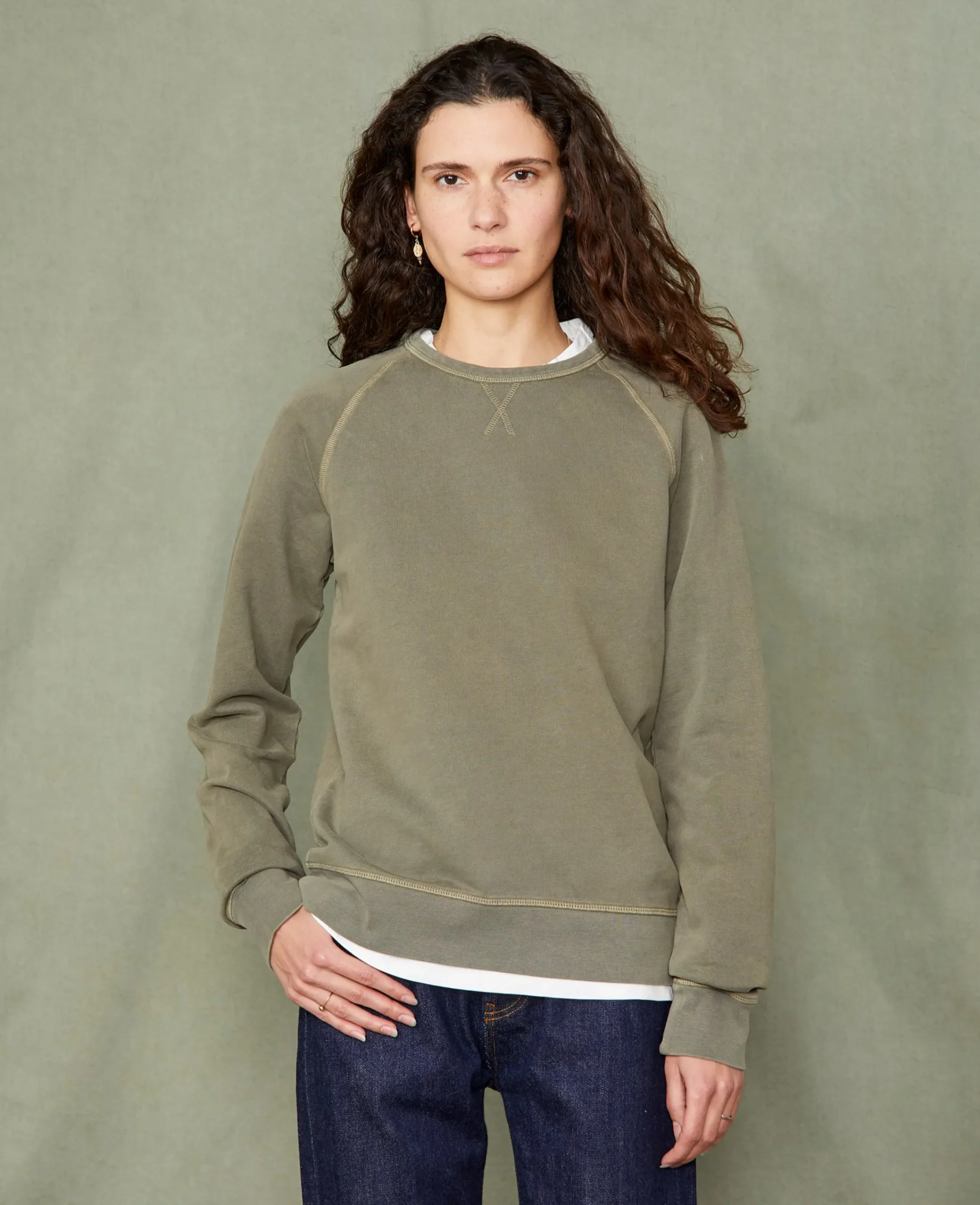 Crew neck sweatshirt organic cotton fleece