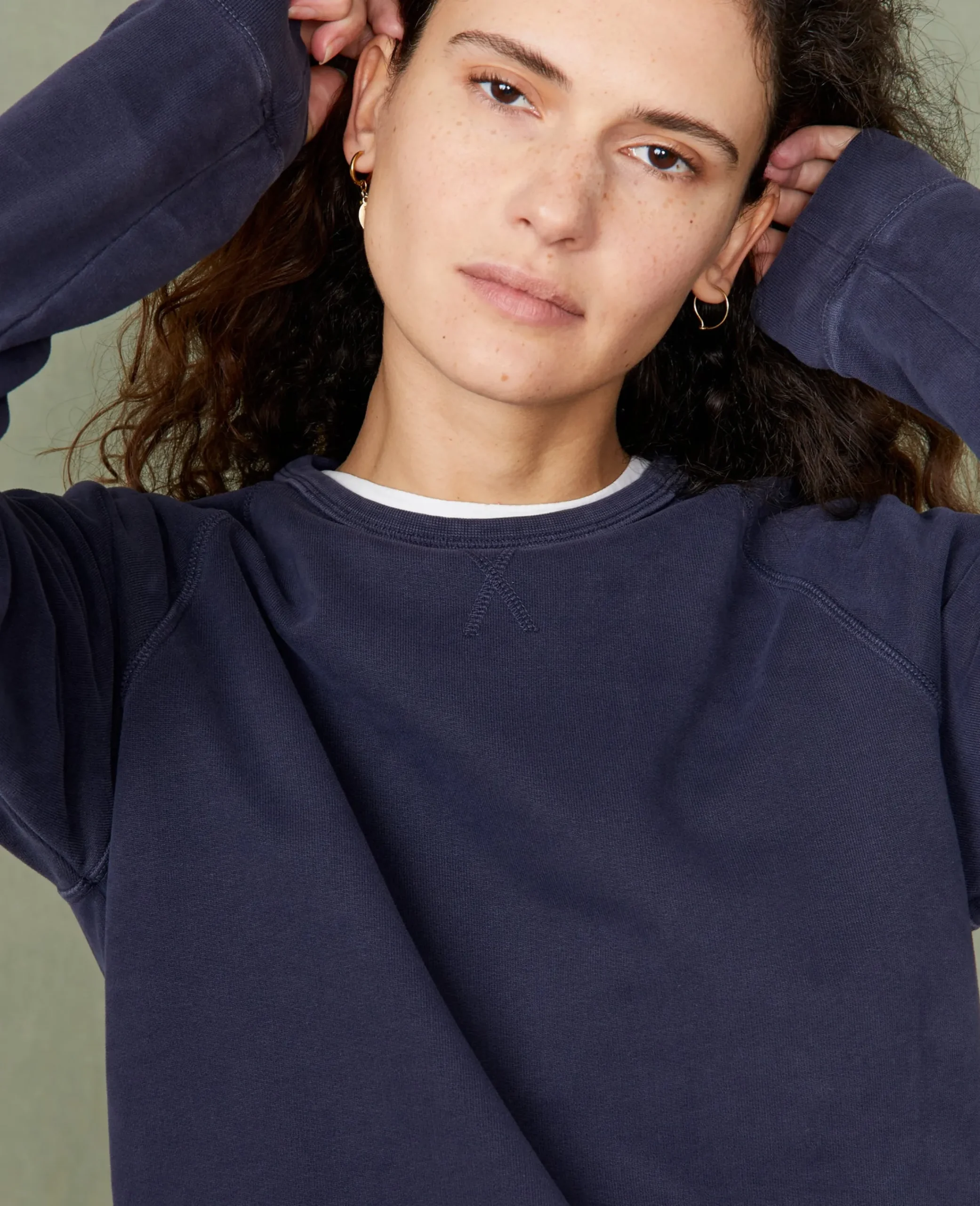 Crew neck sweatshirt organic cotton fleece