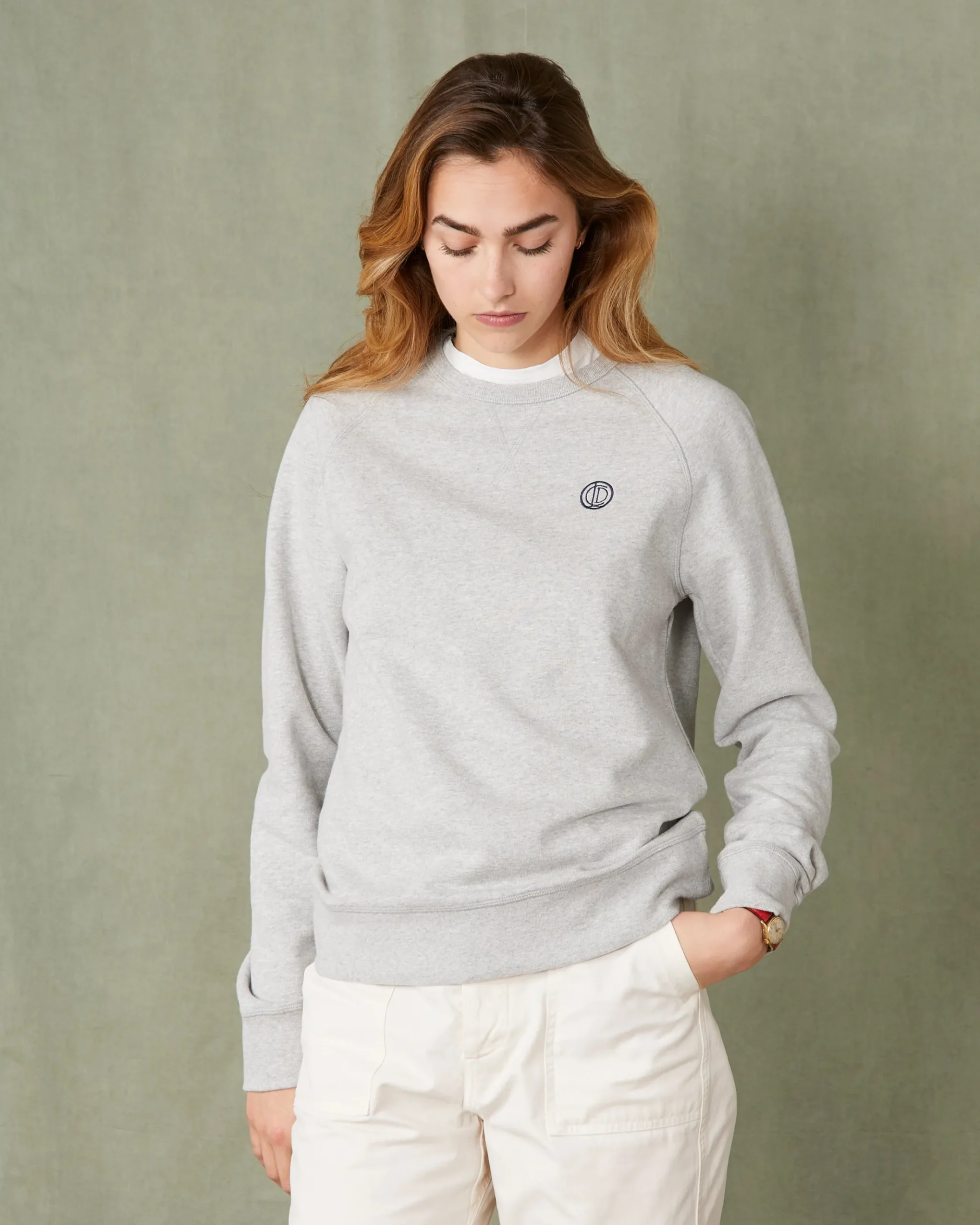 Crew neck sweatshirt organic cotton fleece