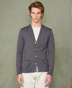 Knitted cardigan italian merino wool