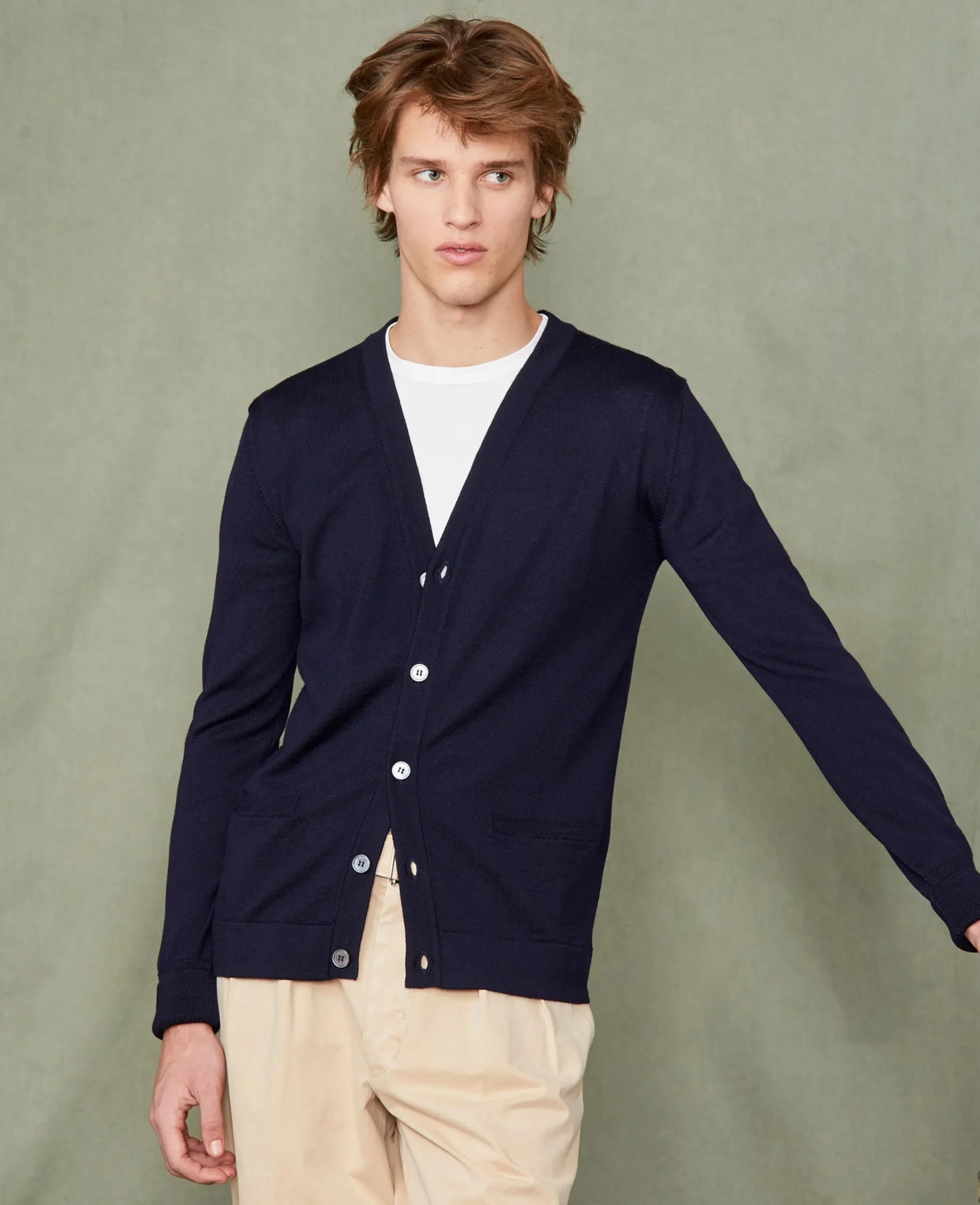 Knitted cardigan italian merino wool