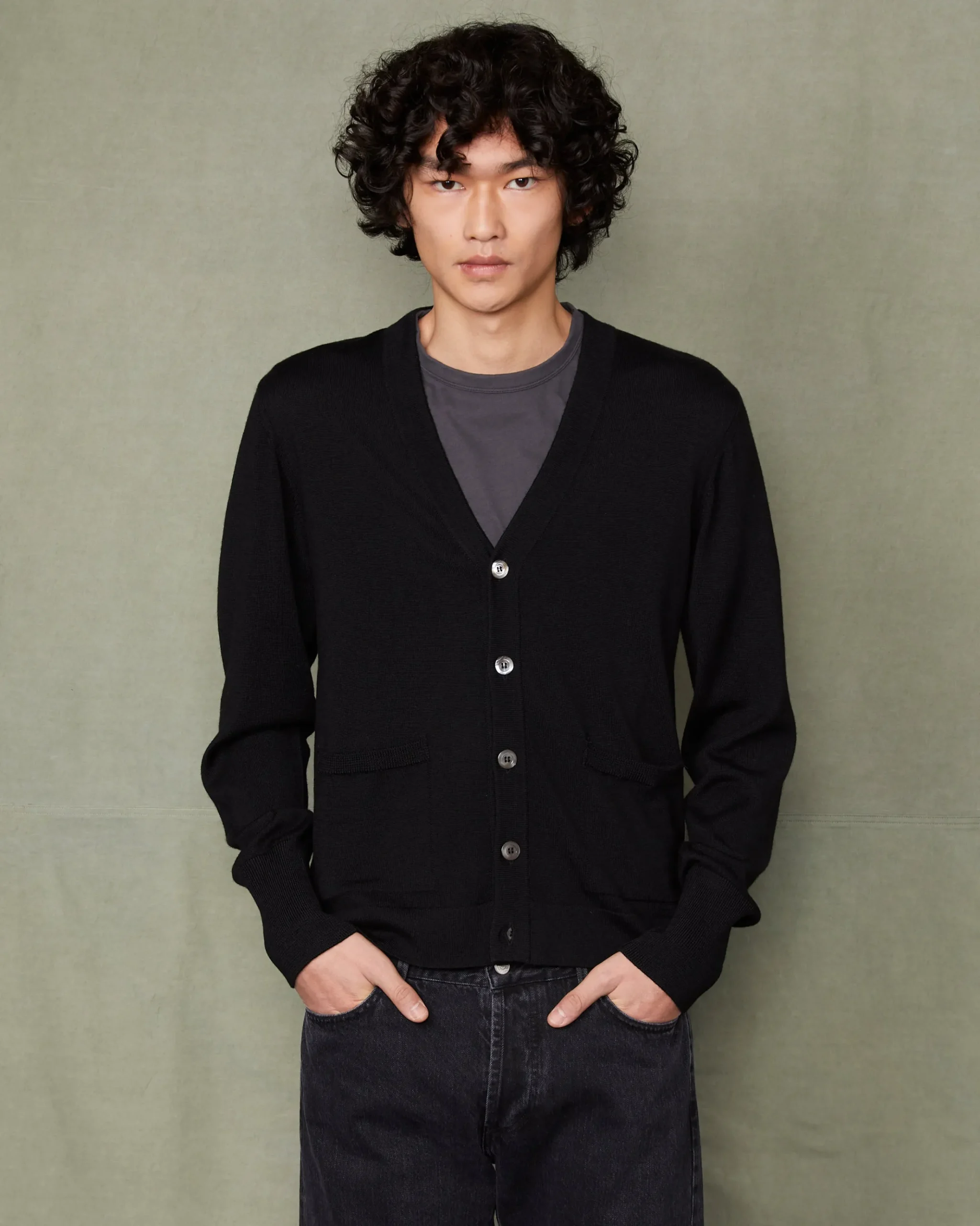 Knitted cardigan italian merino wool