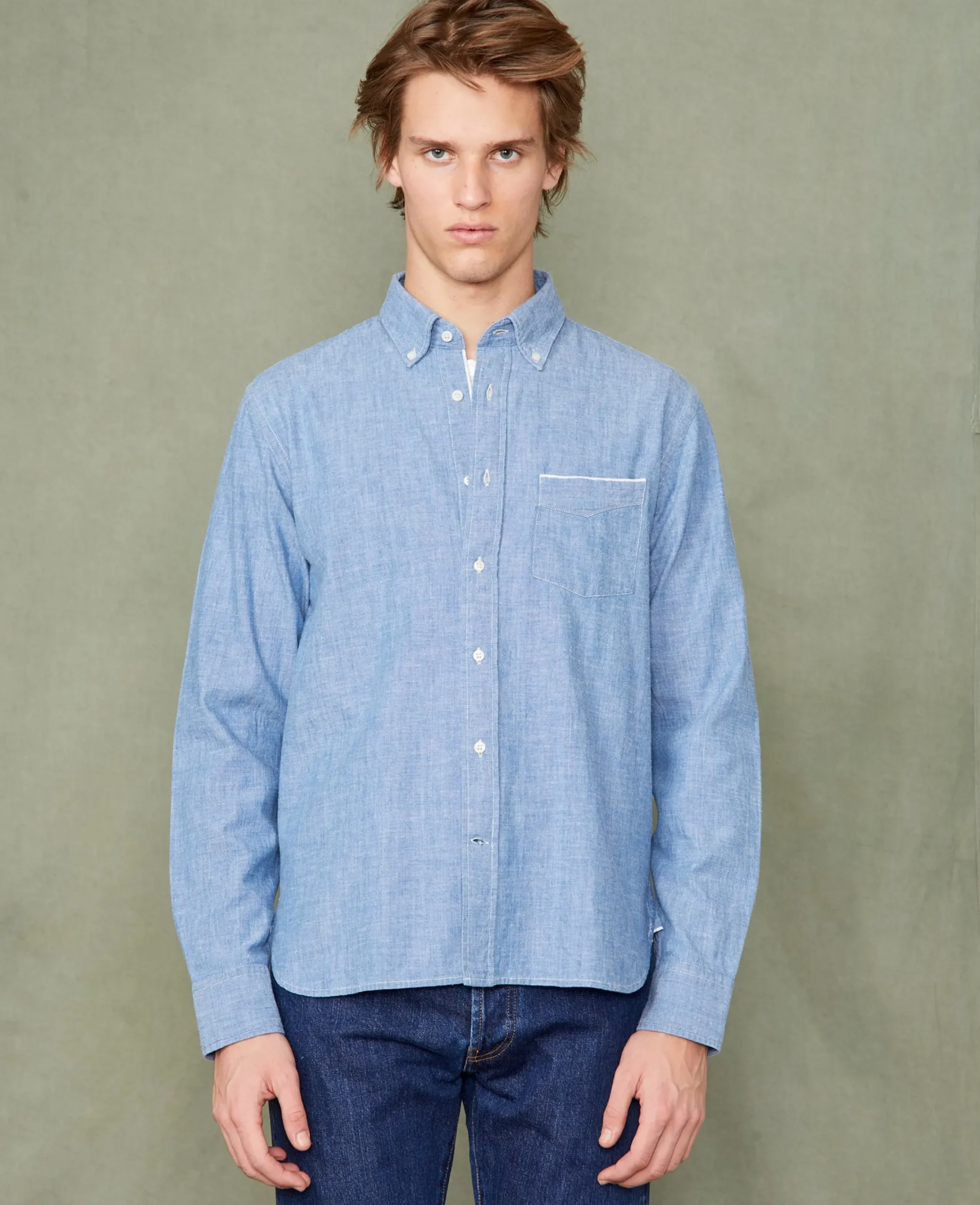 New button down shirt japanese cotton chambray