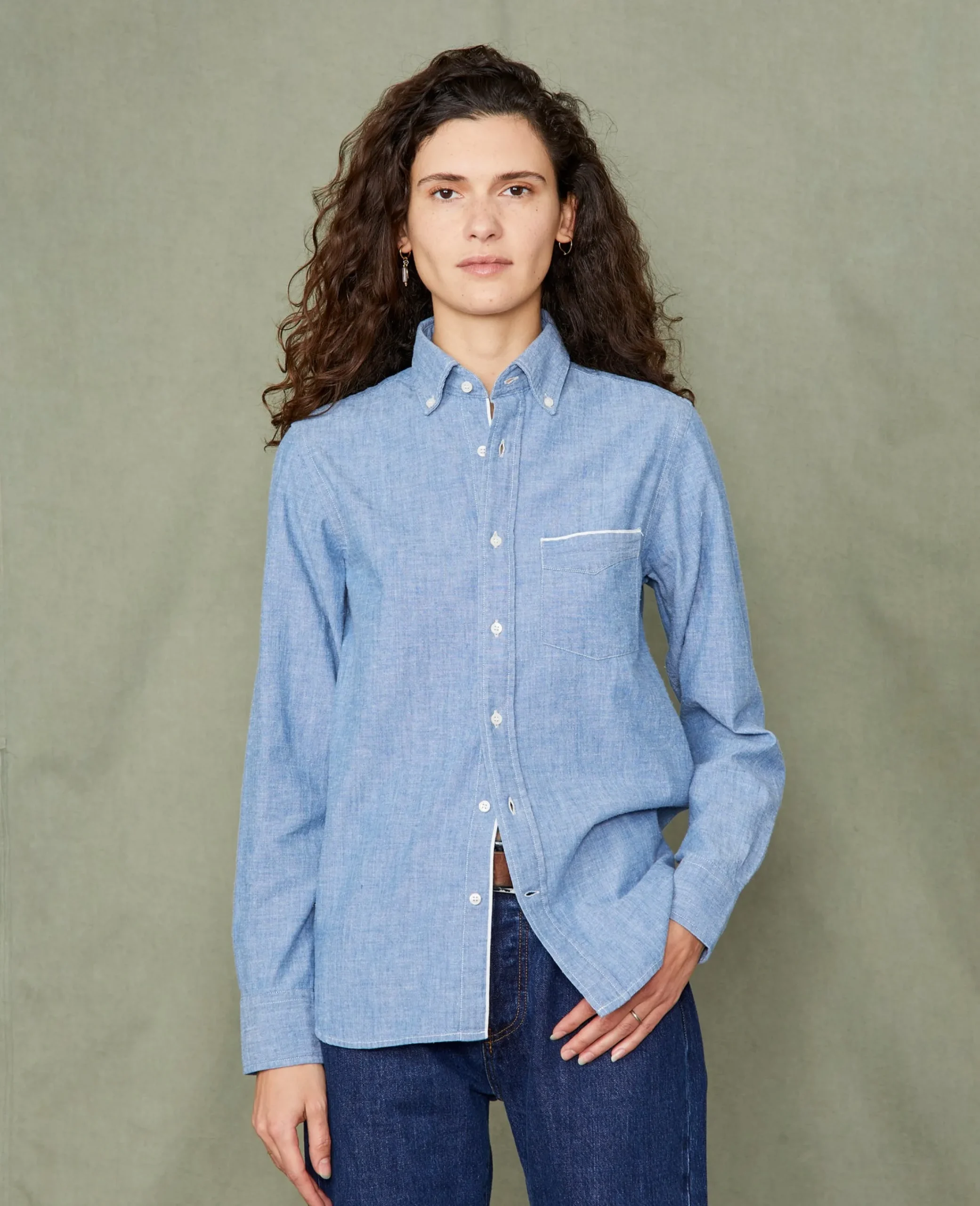 New button down shirt japanese cotton chambray