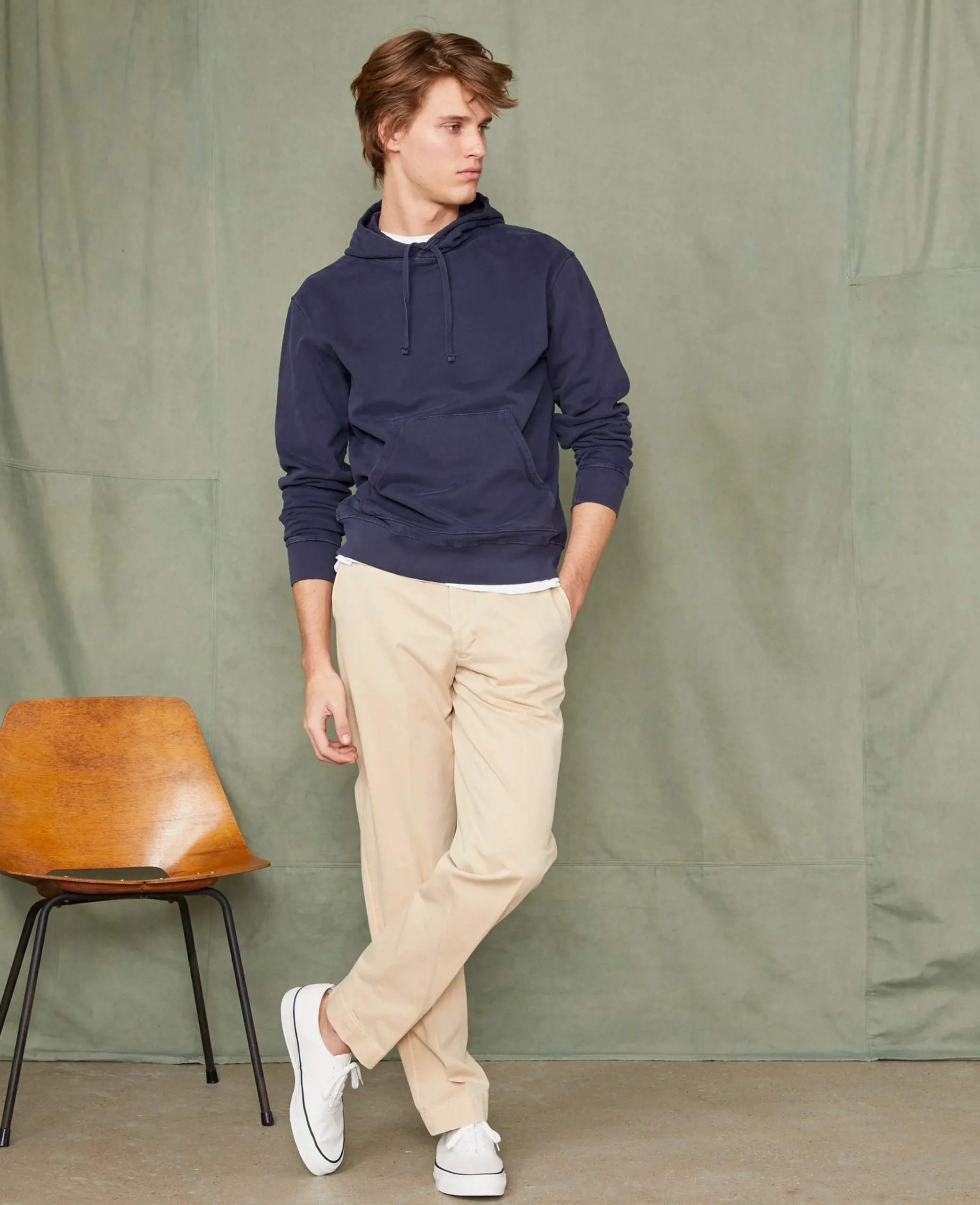 Plain front chino italian organic cotton