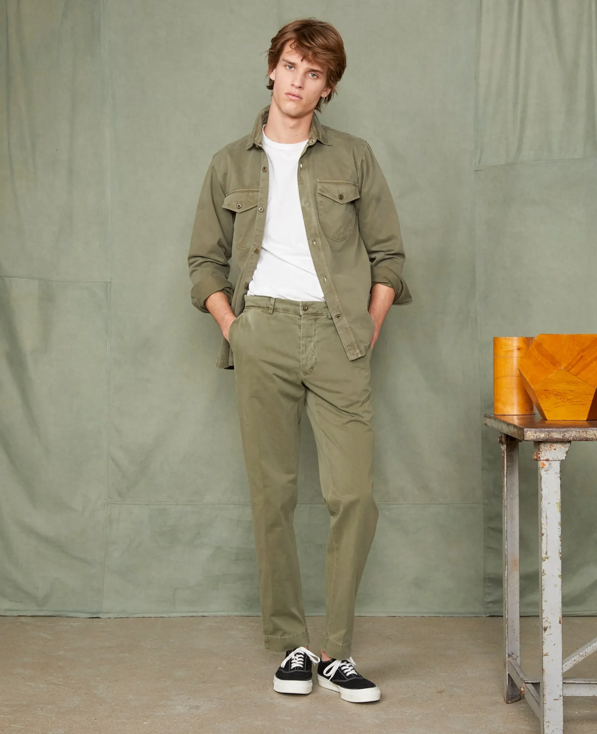 Plain front chino italian organic cotton