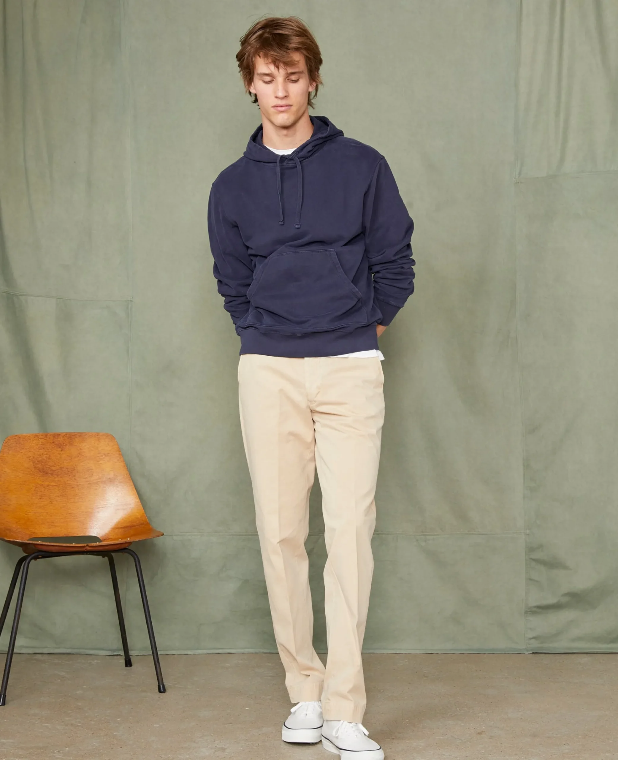 Plain front chino italian organic cotton