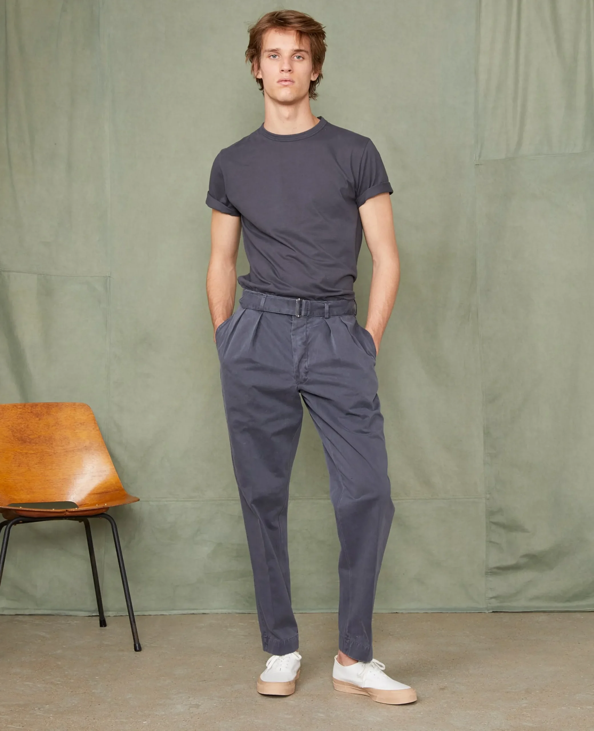 Pleated chino italian organic cotton
