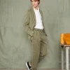 Pleated chino italian organic cotton