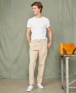 Pleated chino italian organic cotton