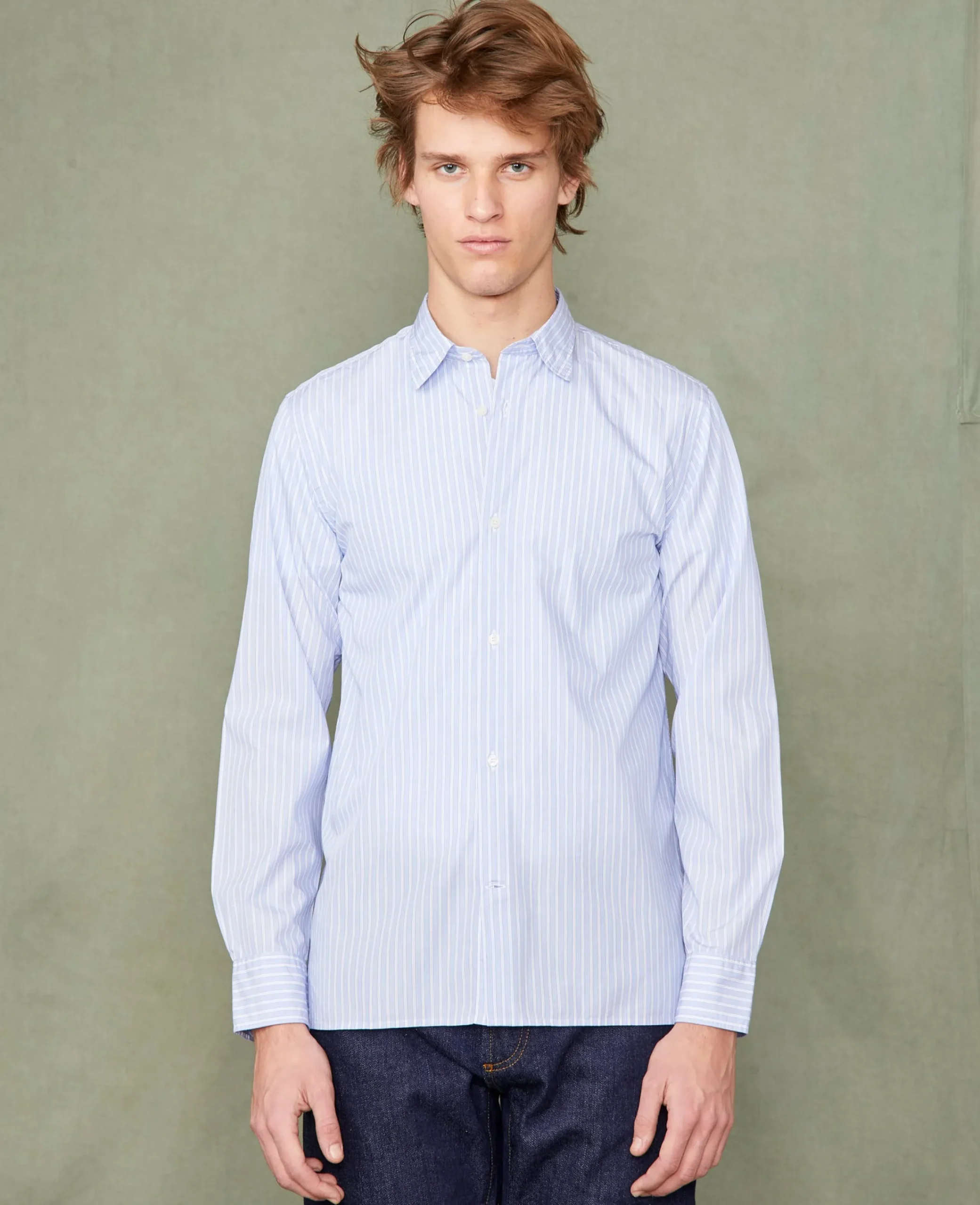 Soft collar shirt italian cotton poplin