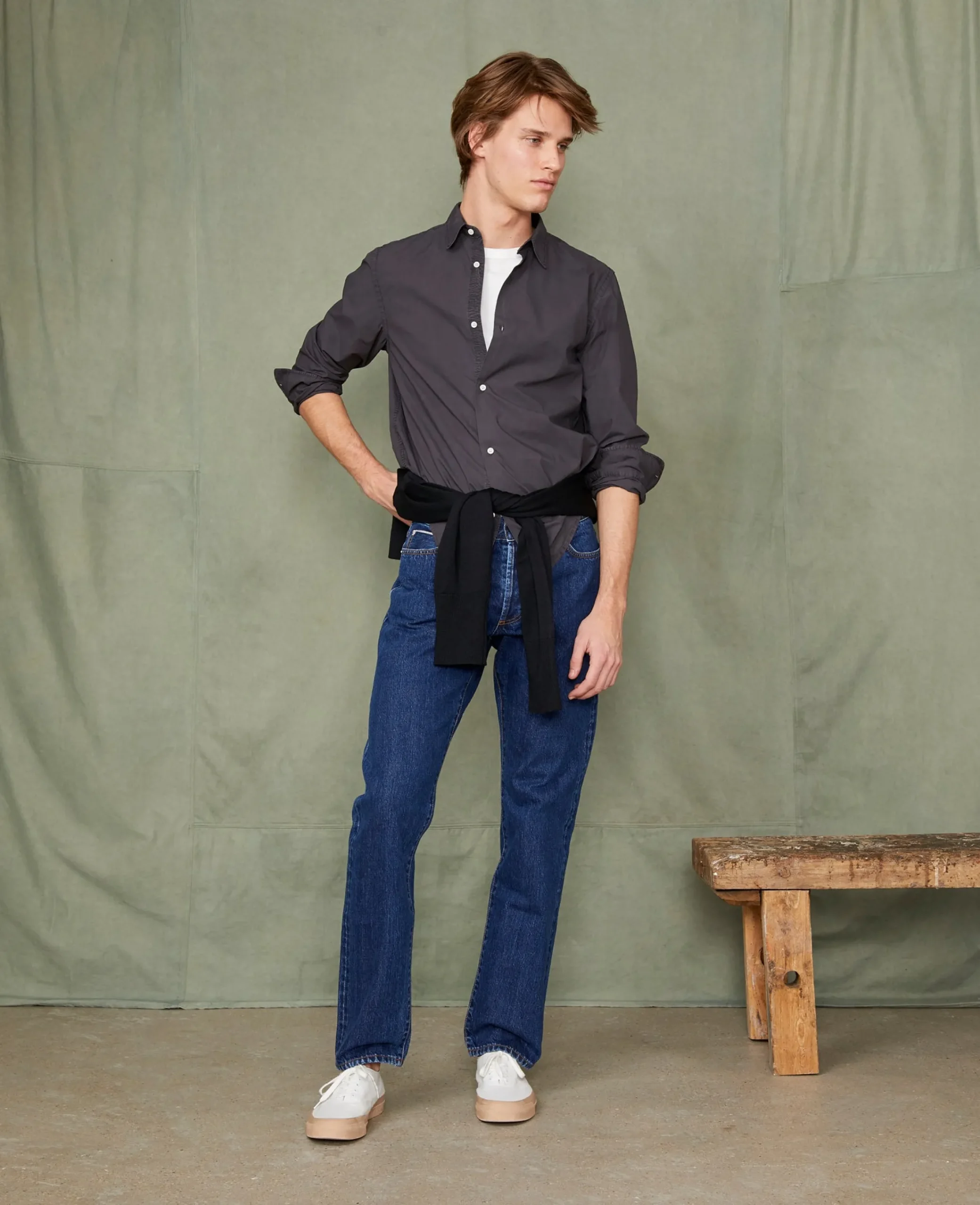 Soft collar shirt organic cotton poplin