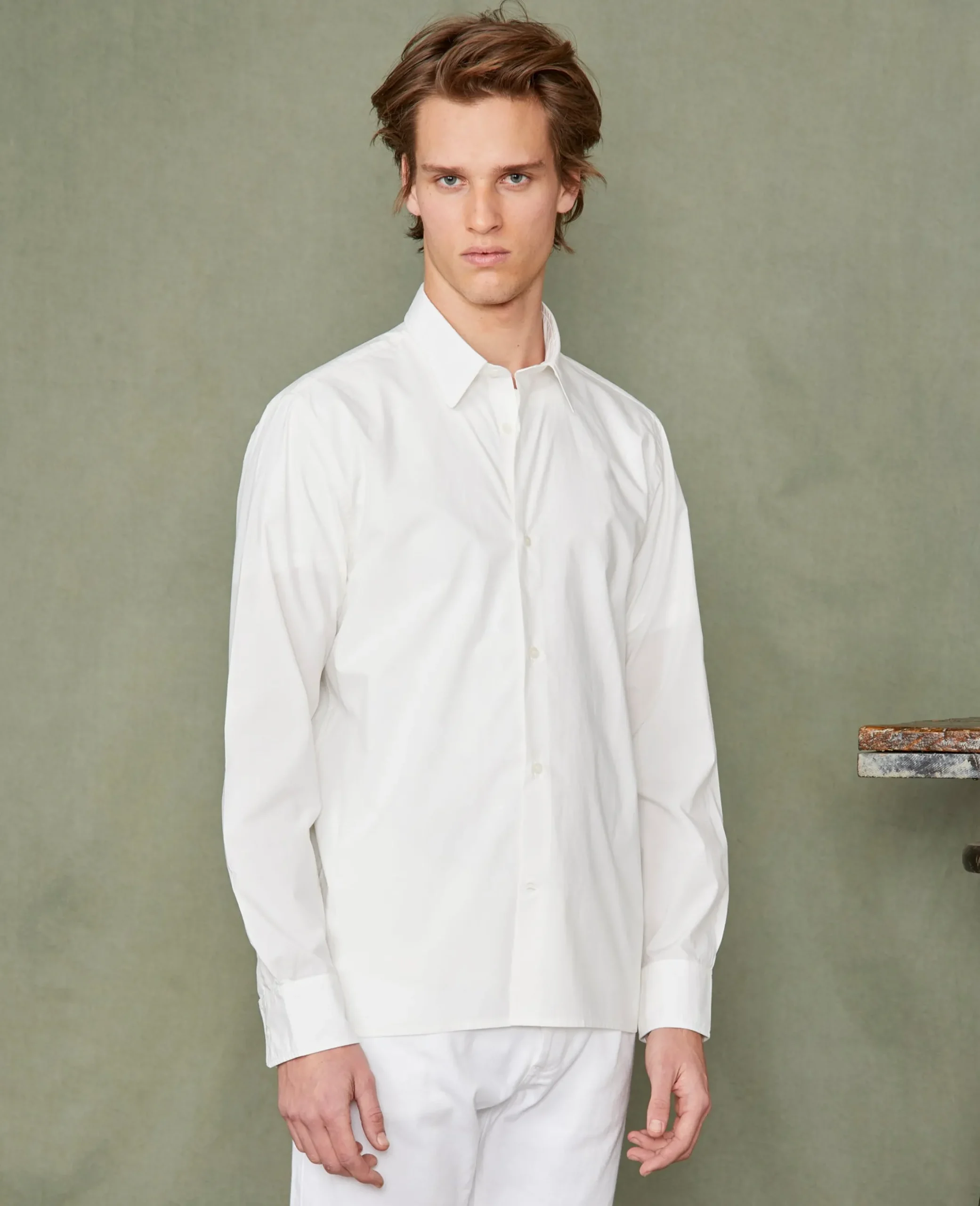 Soft collar shirt organic cotton poplin