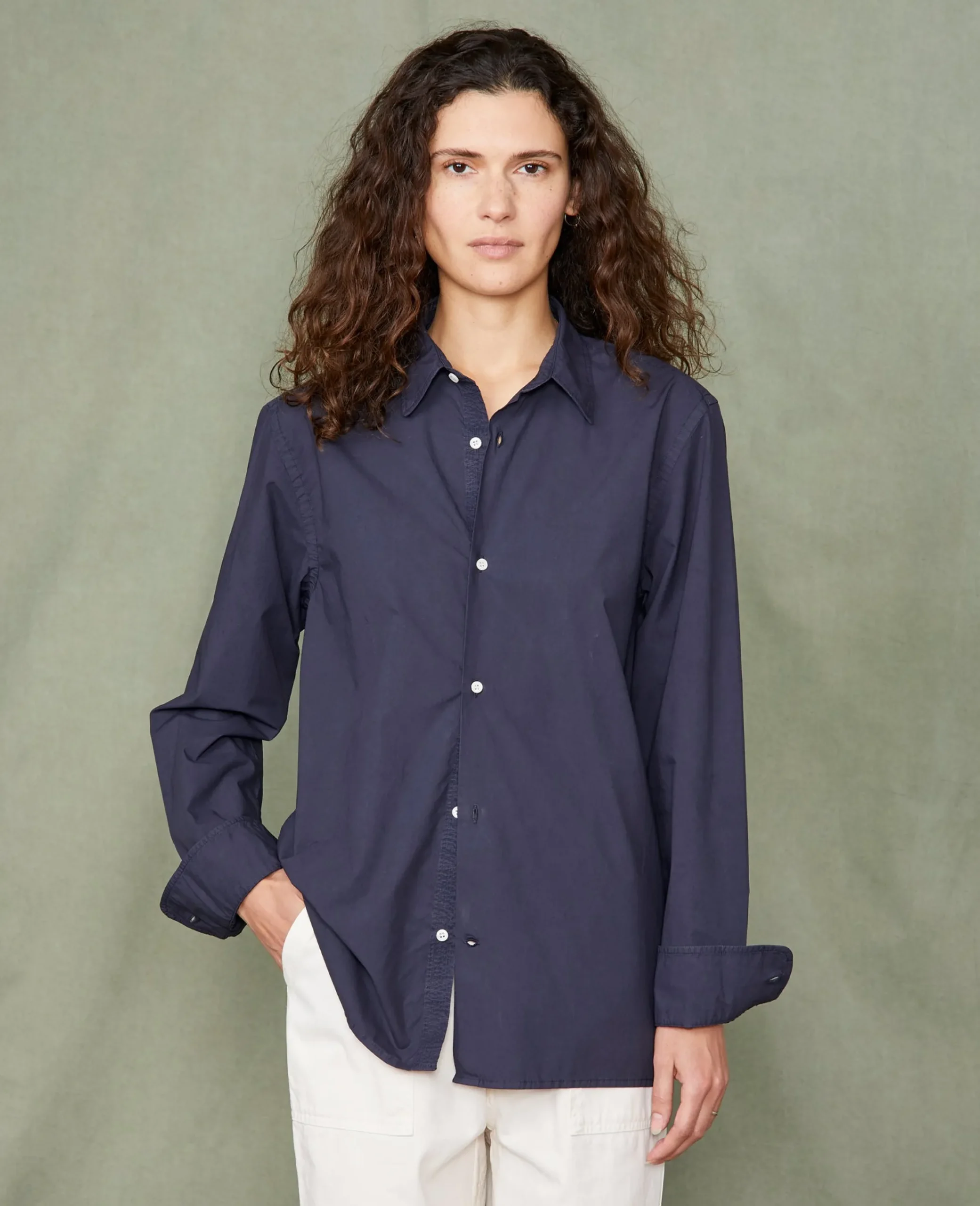 Soft collar shirt organic cotton poplin
