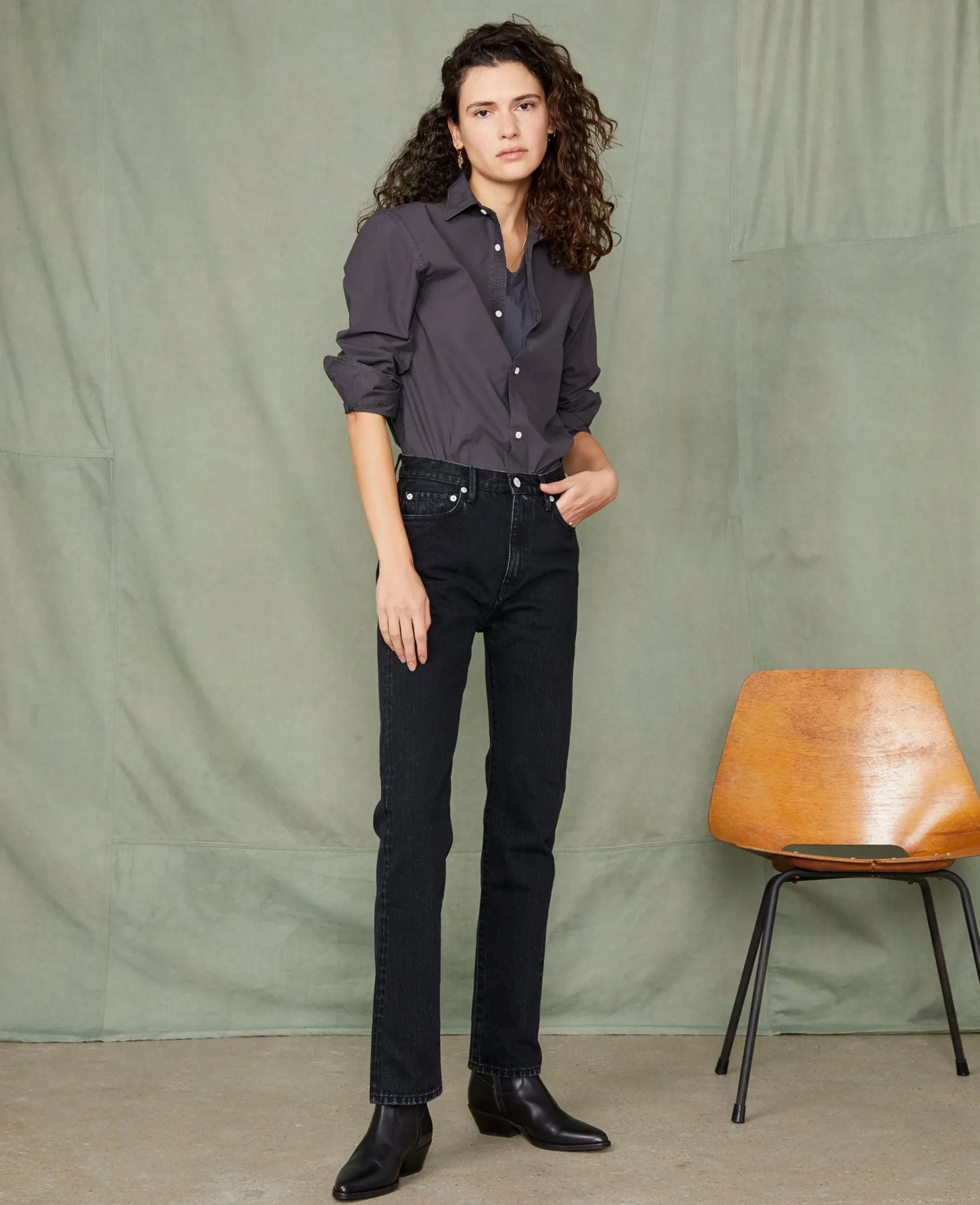 Soft collar shirt organic cotton poplin