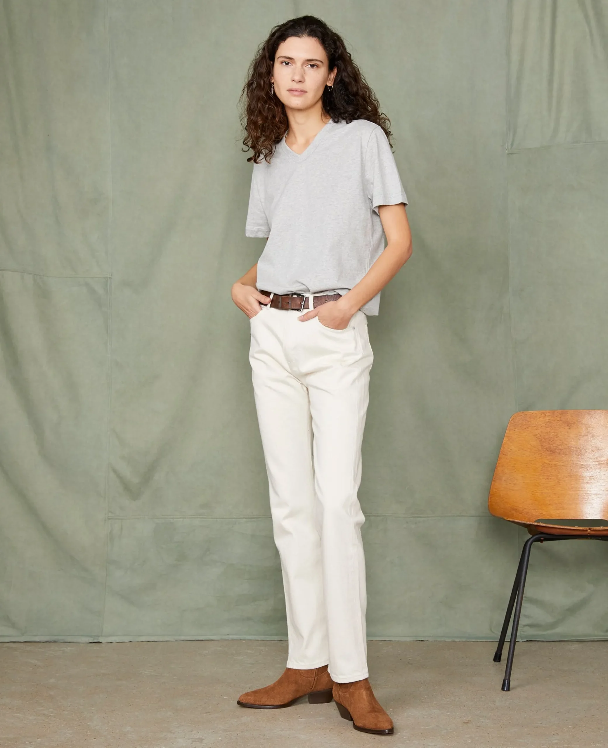 V neck t-shirt organic cotton jersey