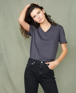 V neck t-shirt organic cotton jersey